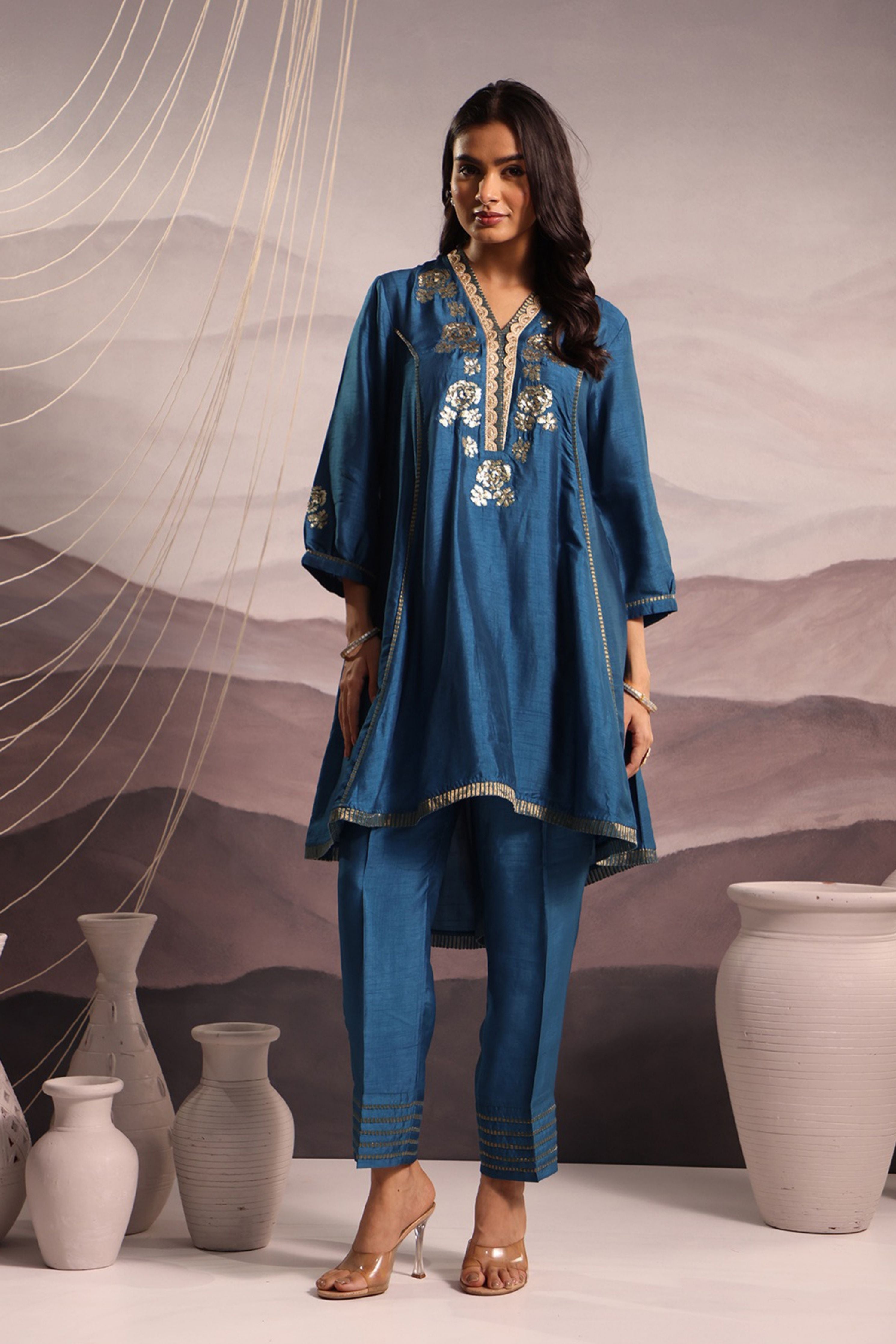 Cerulean Blue panelled Co-Ord Set