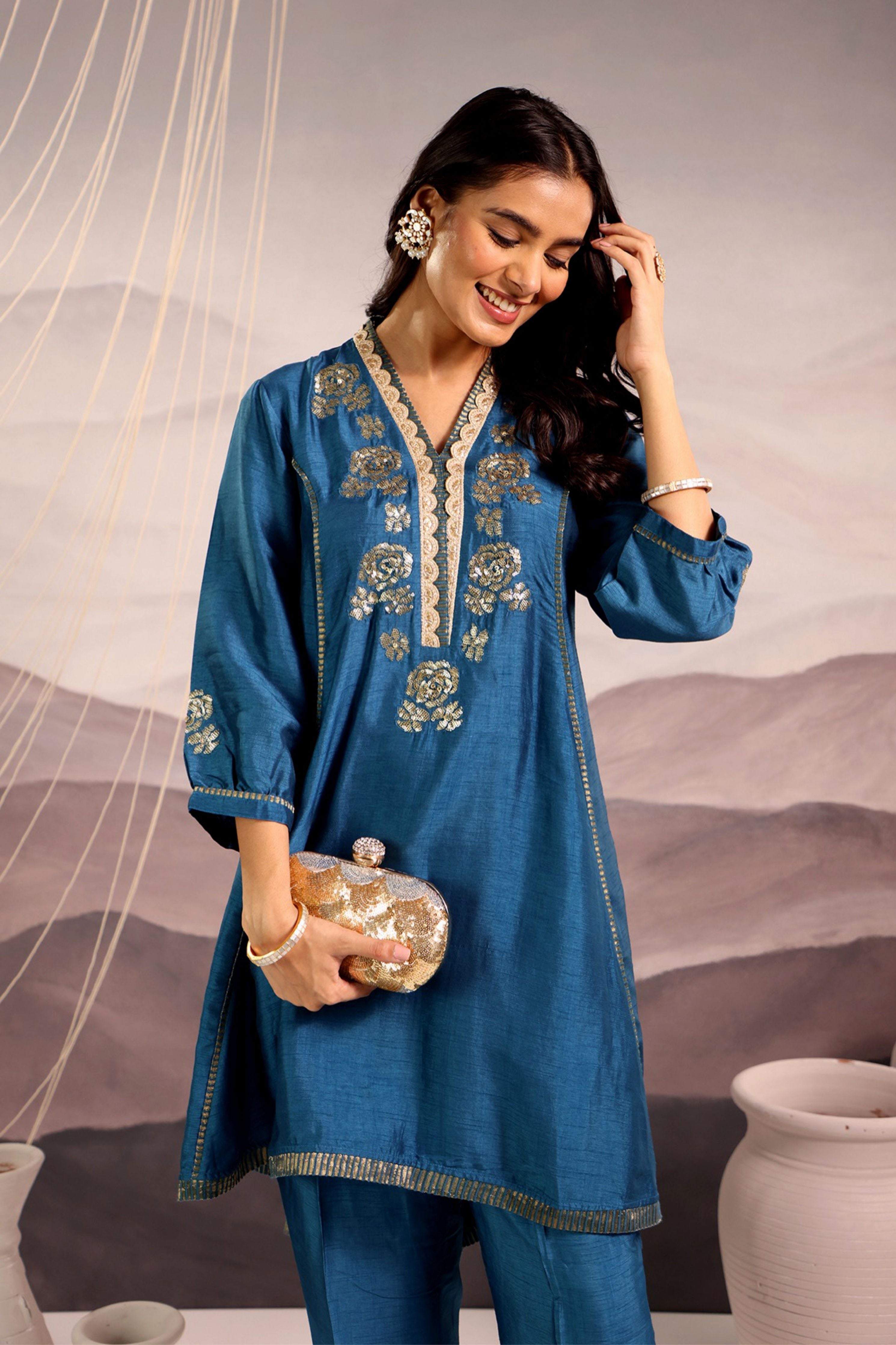 Cerulean Blue panelled Co-Ord Set