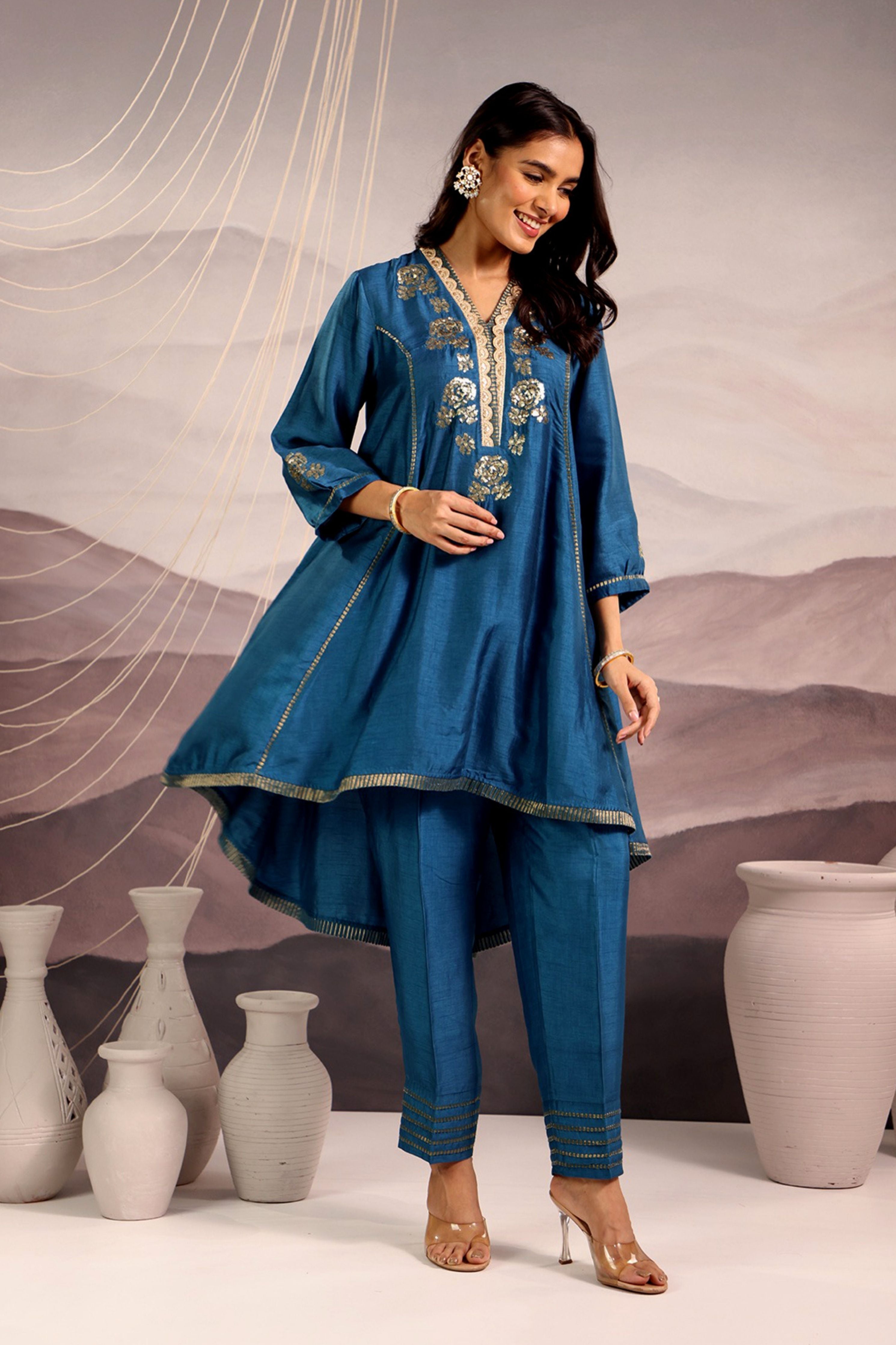Cerulean Blue panelled Co-Ord Set