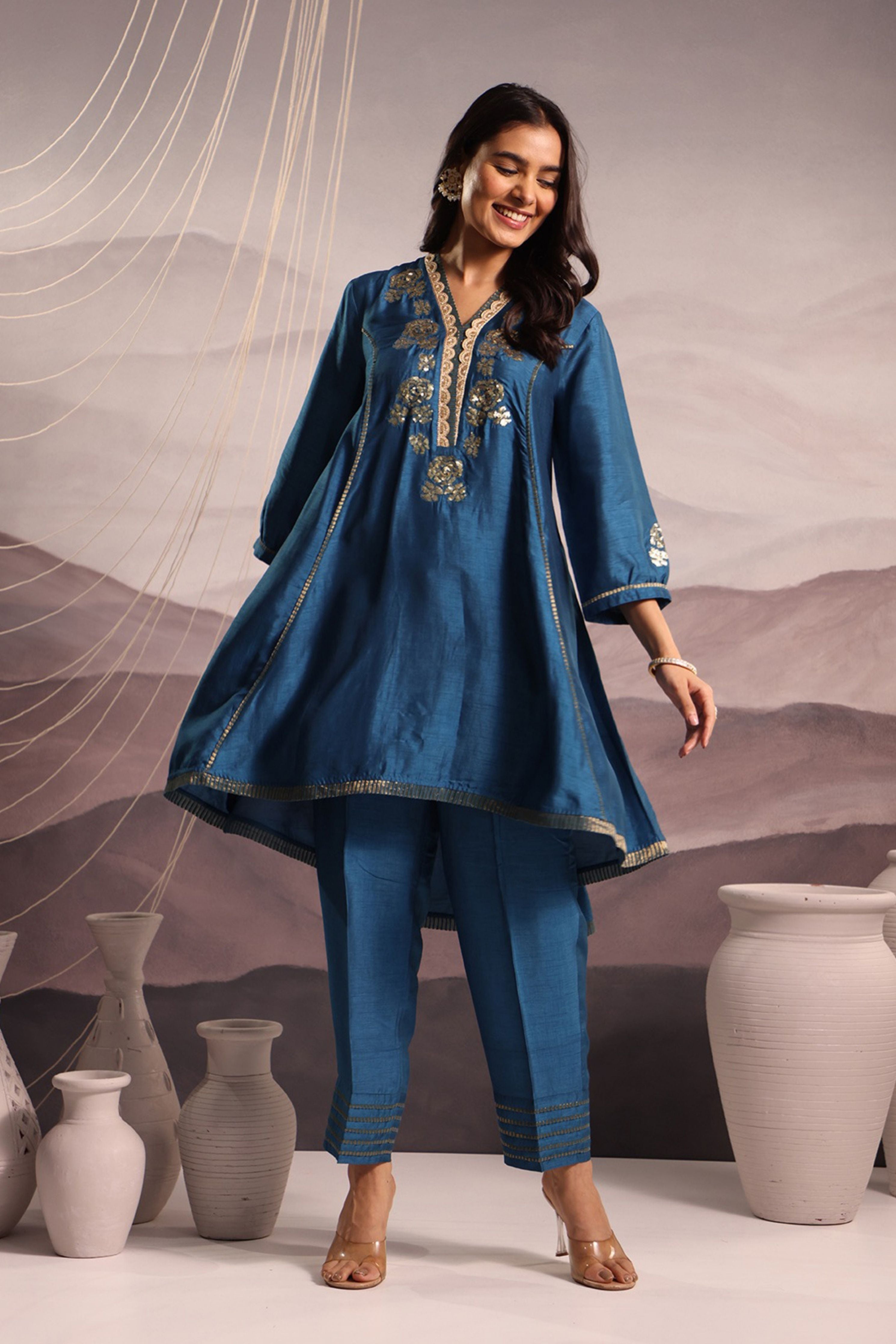 Cerulean Blue panelled Co-Ord Set