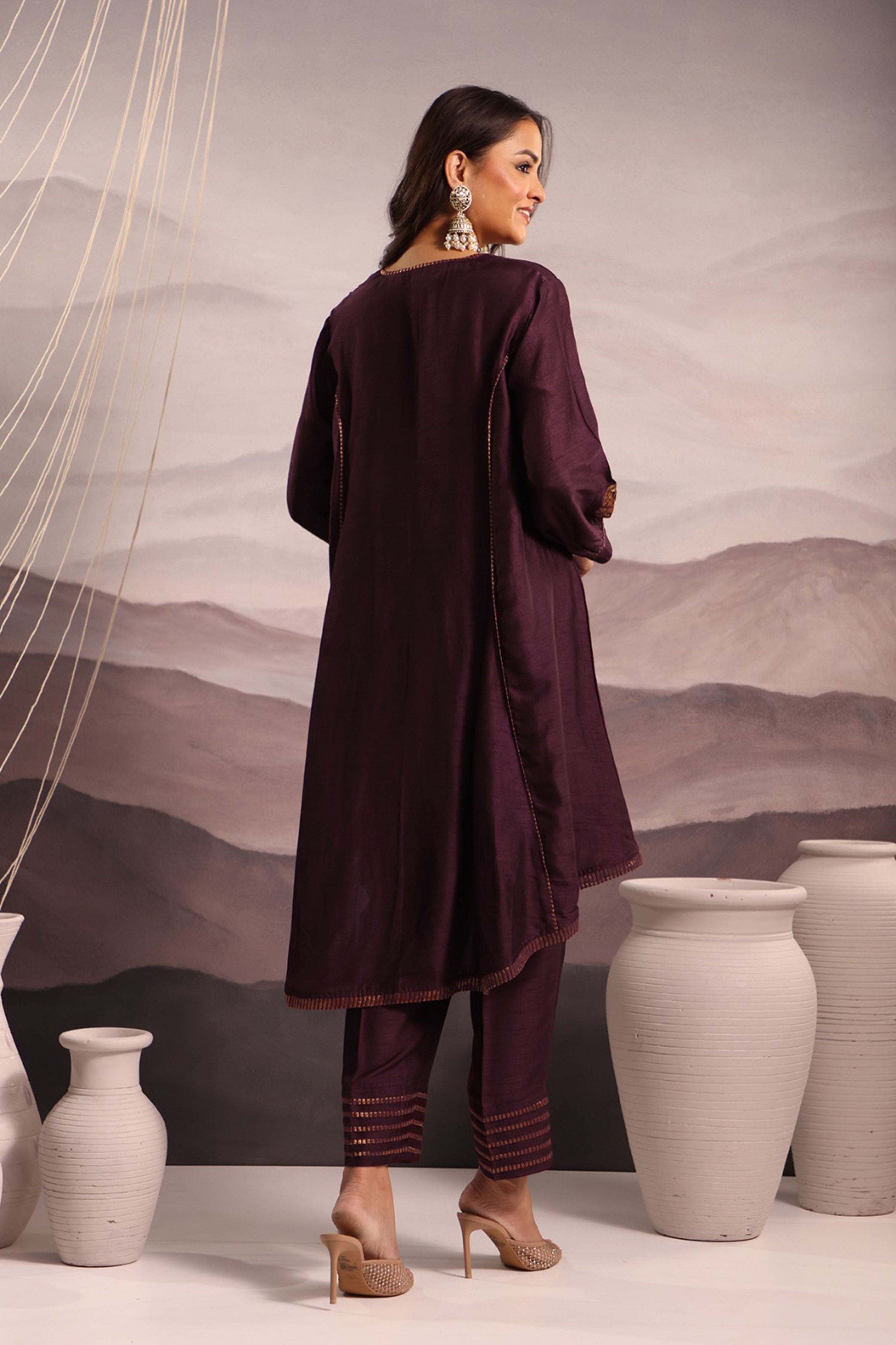 Wine Panelled Co-Ord Set