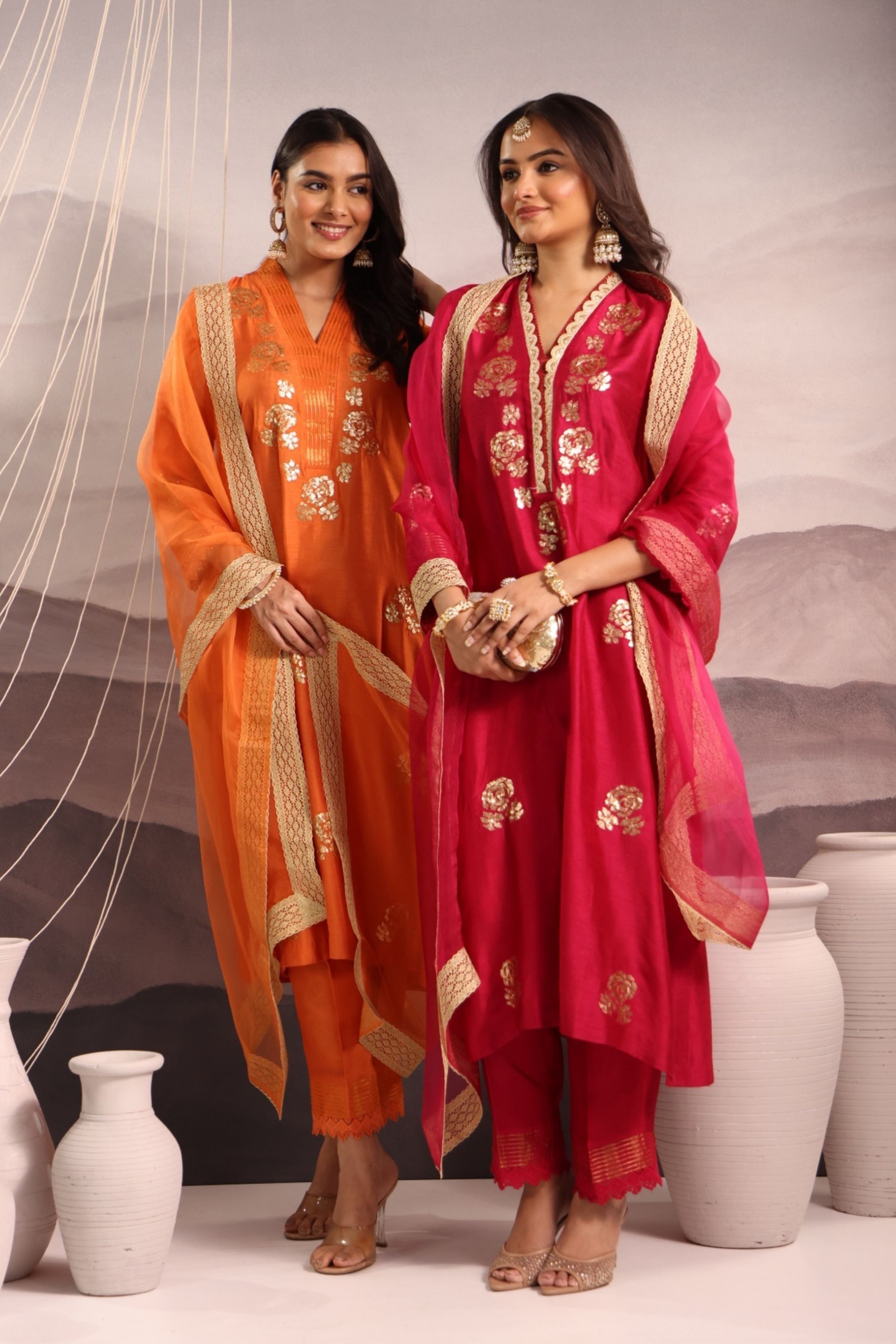 Magenta Silk Kurta Set