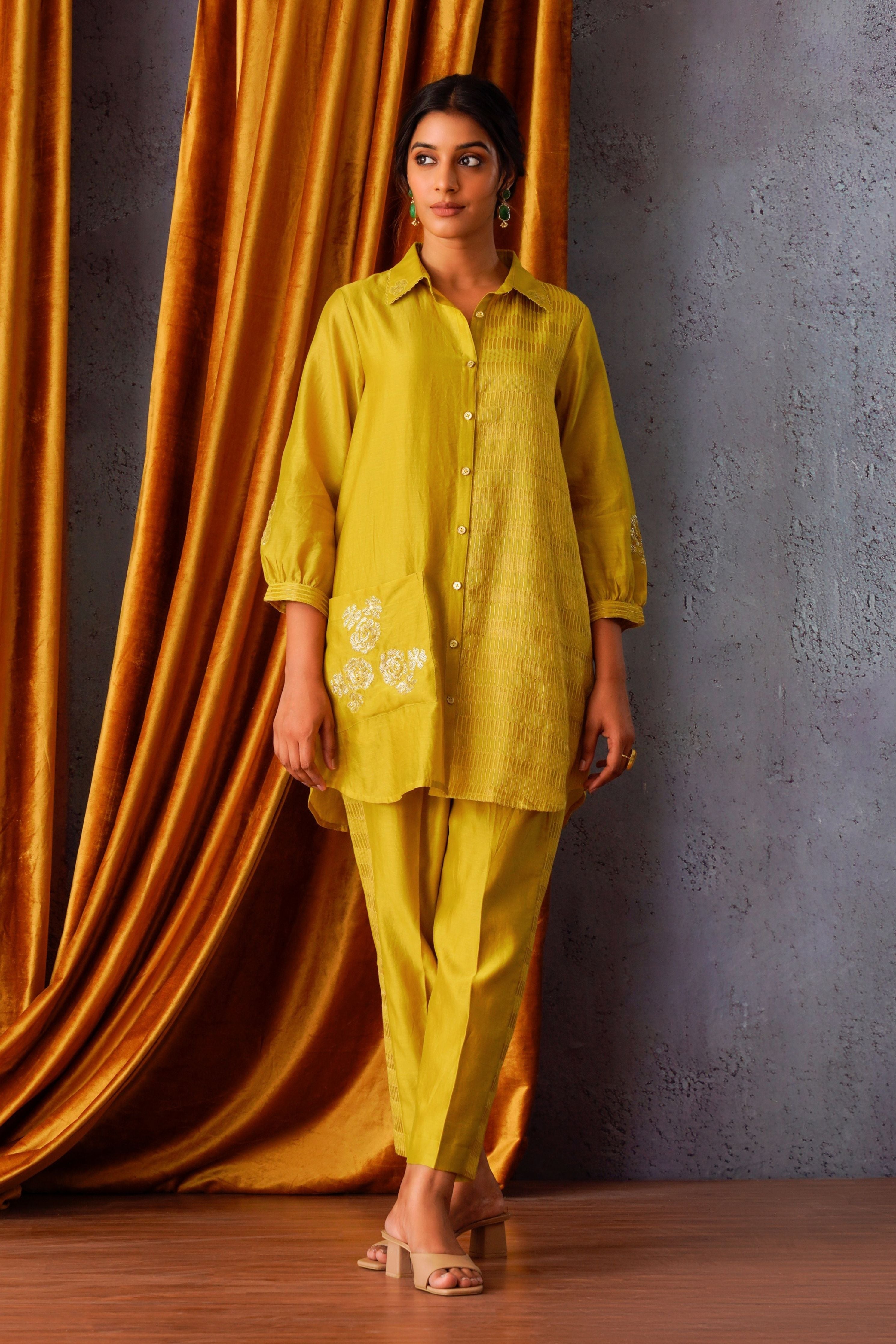 Lime Green Button Down Co-Ord Set