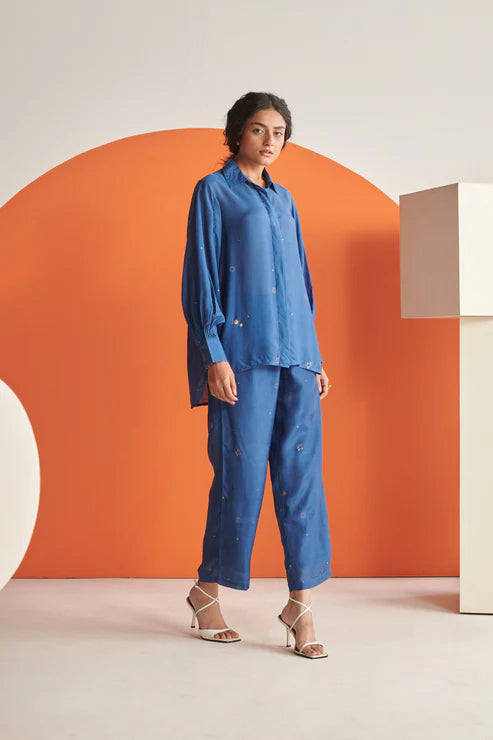 Blue Cosmos Straight Pants