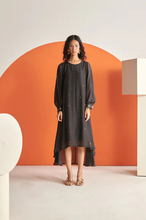 Celeste Black Cosmos High Low Dress