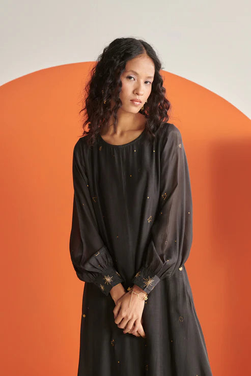 Celeste Black Cosmos High Low Dress