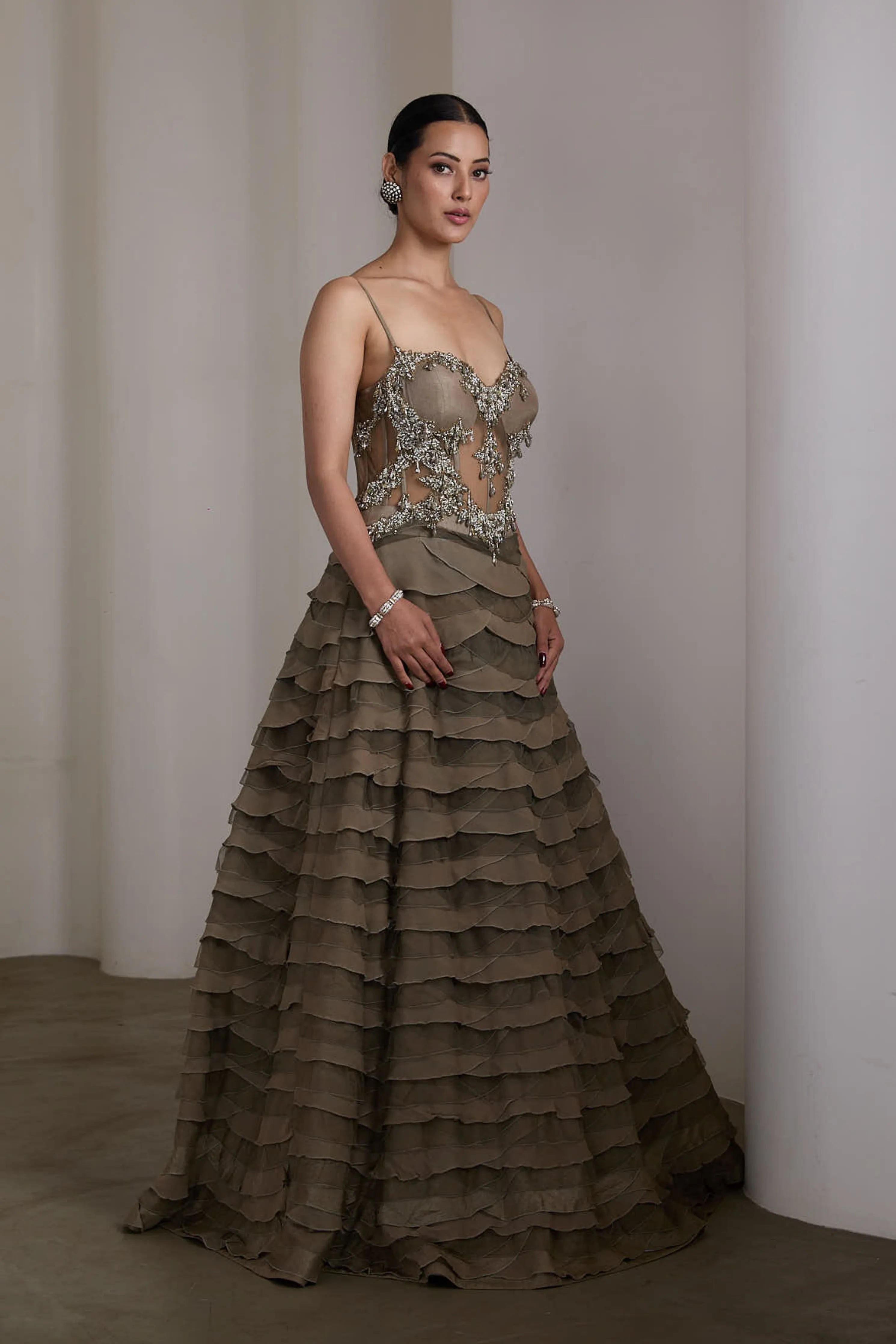 Olive Corset Fit Gown