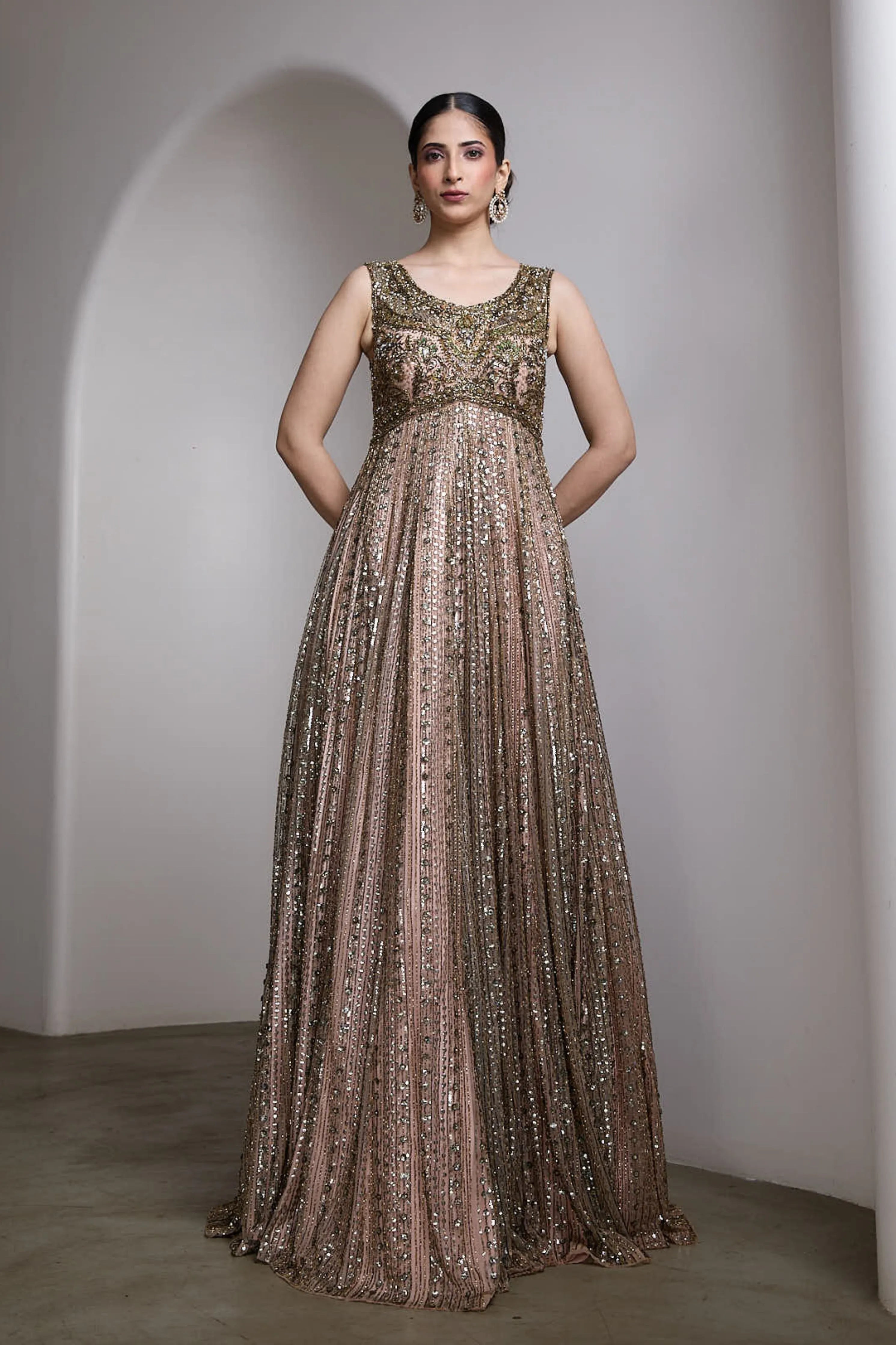 Full Sleeve Embroidered Gown