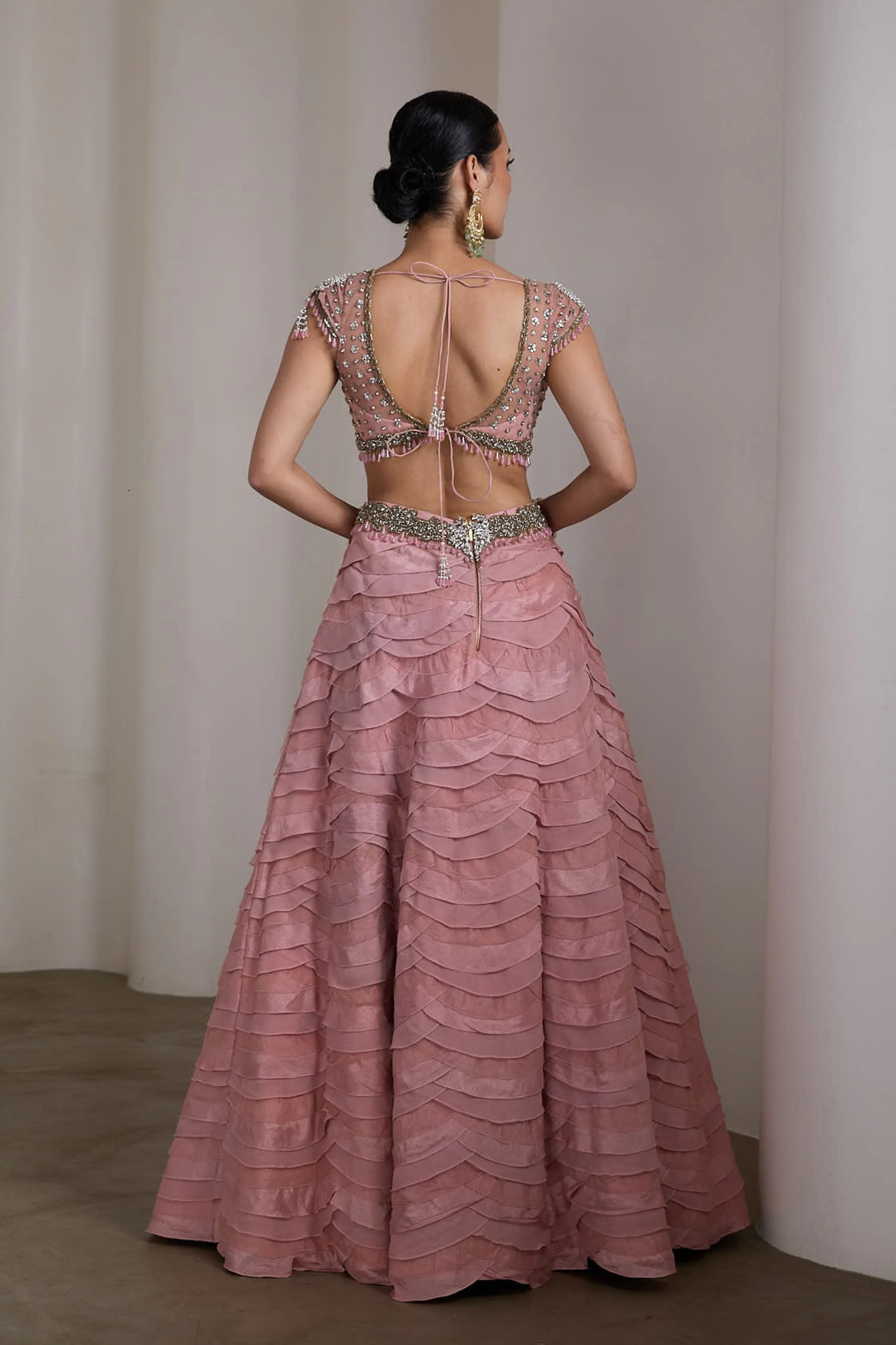 Pink Ruffle Lehenga Set