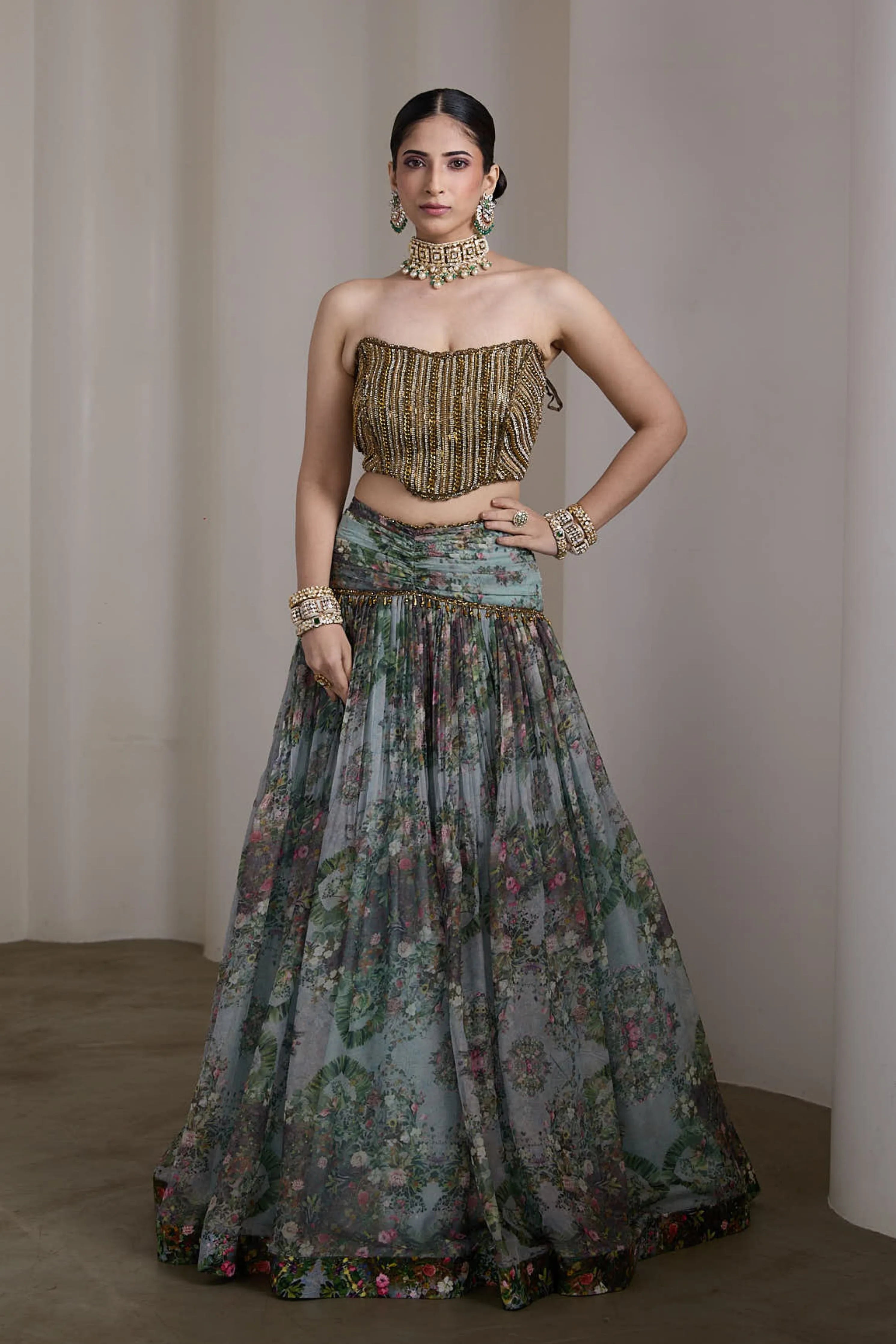 Paisley Blue Lehenga Set