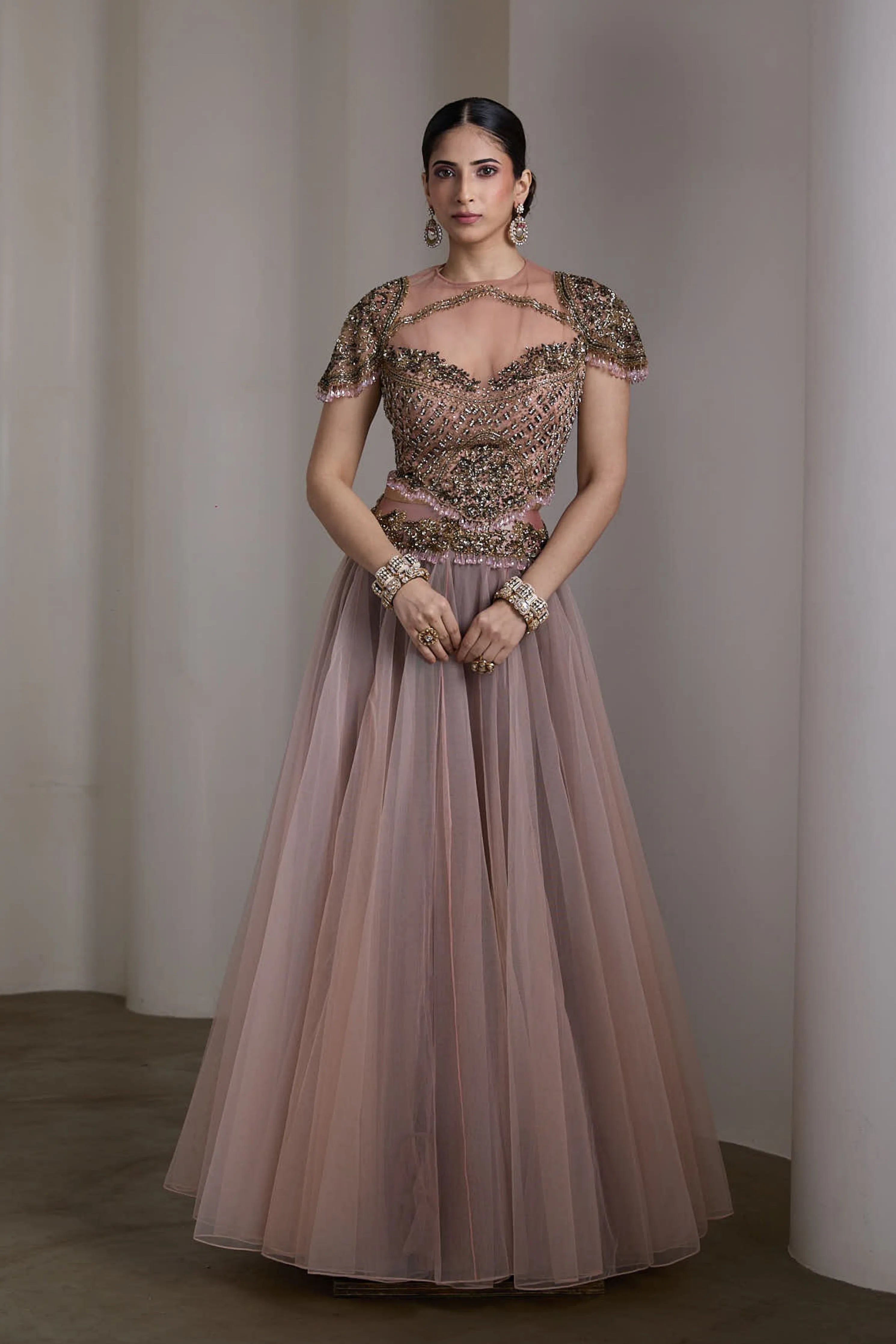 Pink Sheer Bodice Gown