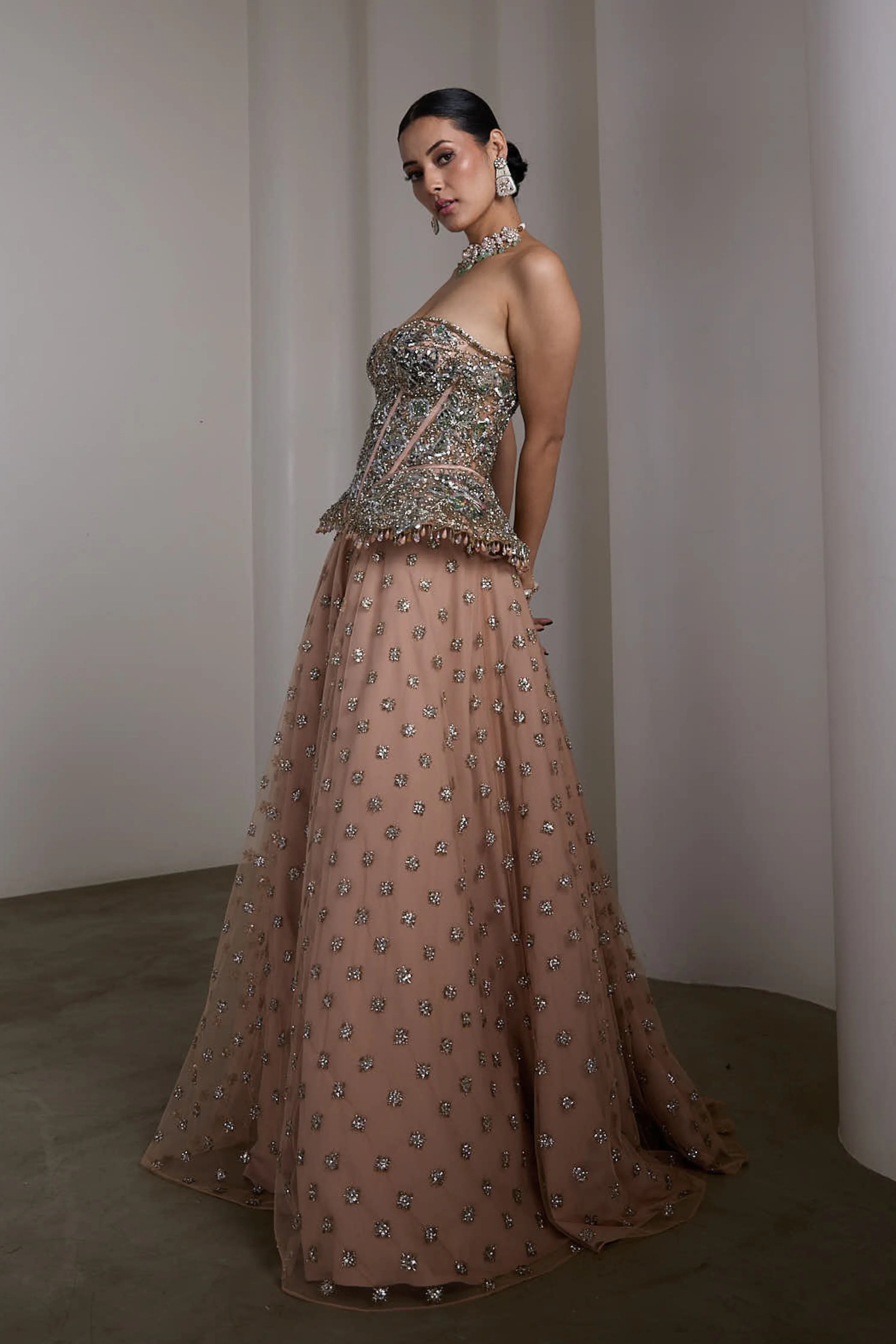 Pink Corset Fit Lehenga Set