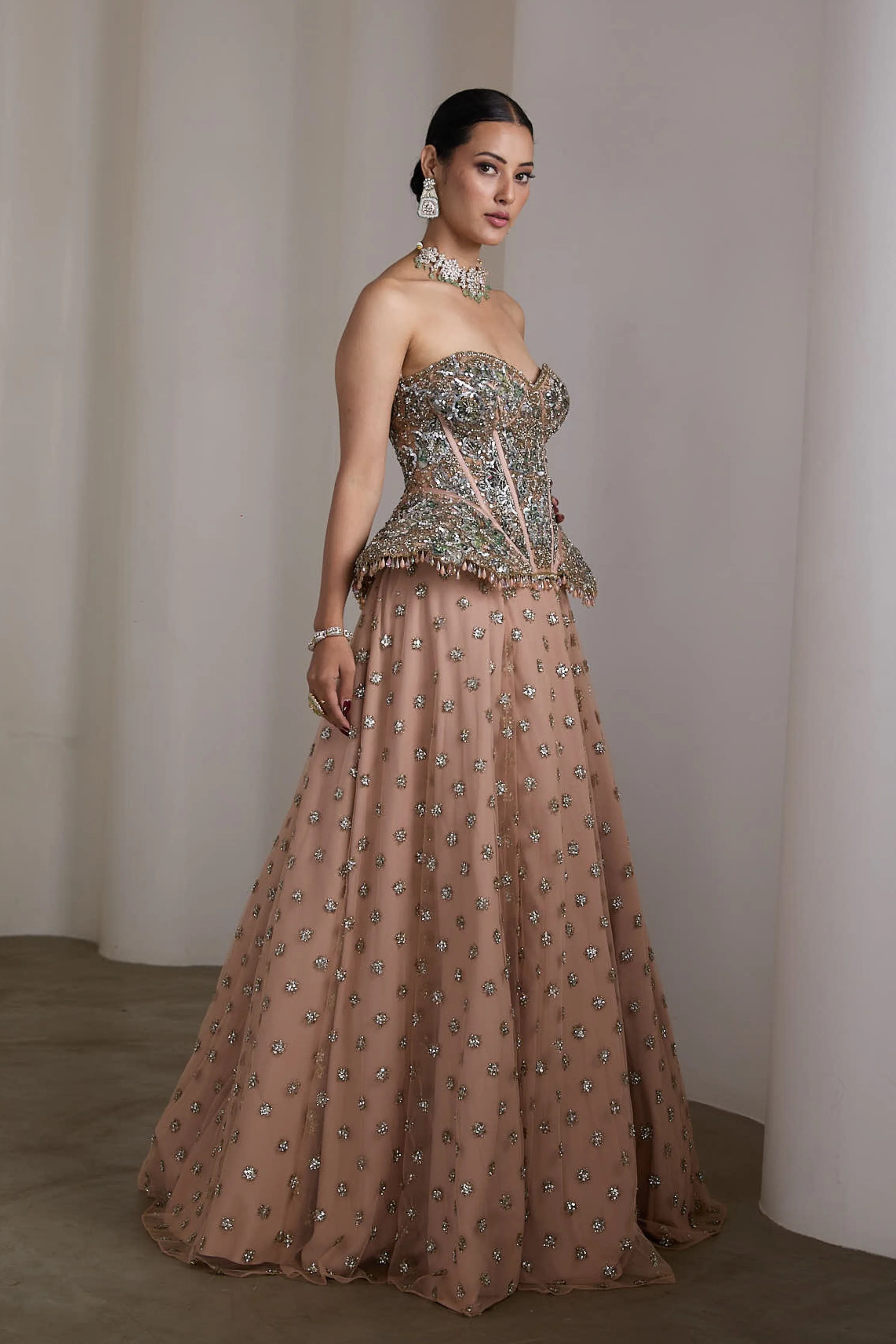 Pink Corset Fit Lehenga Set