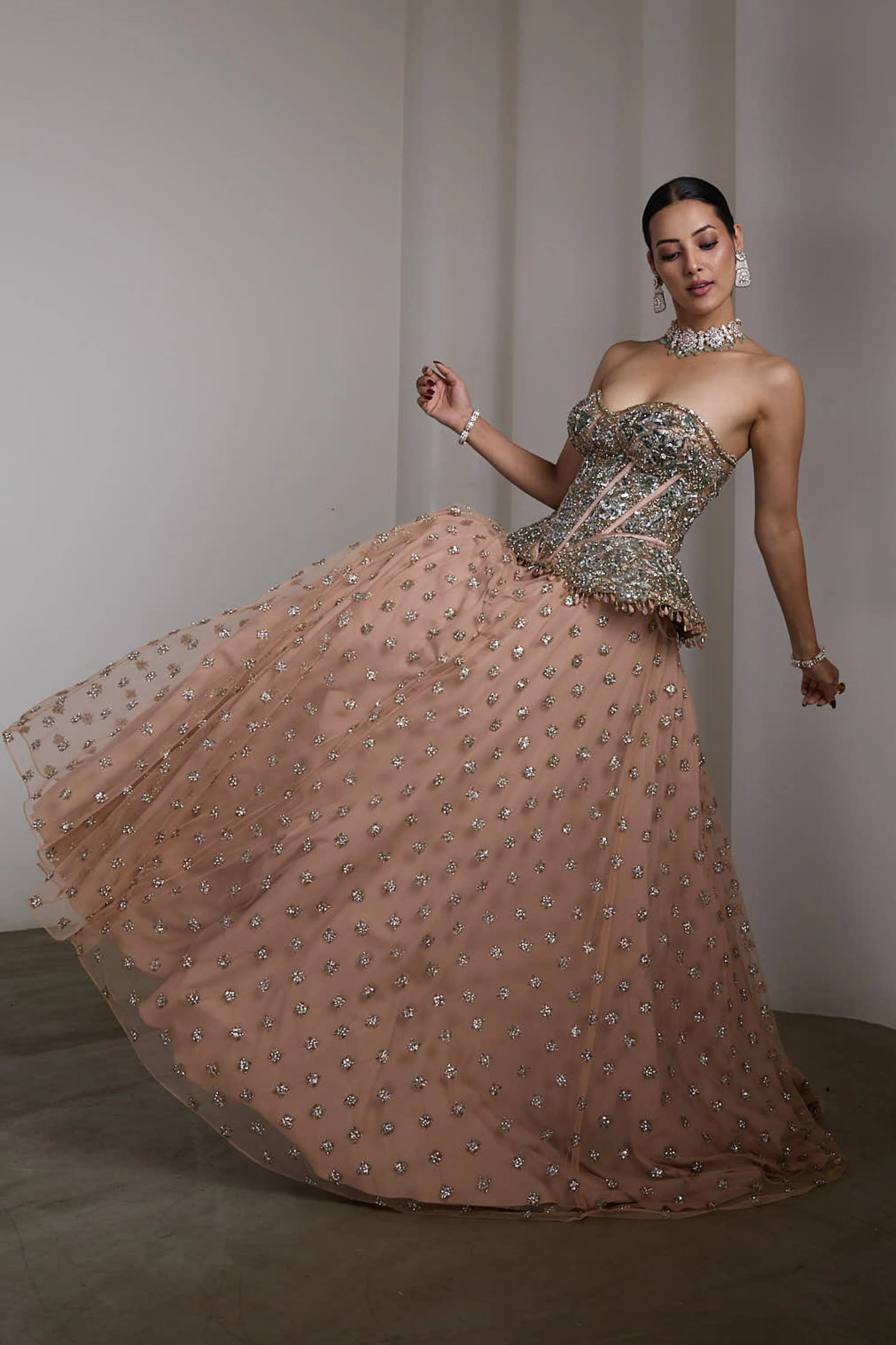 Pink Corset Fit Lehenga Set