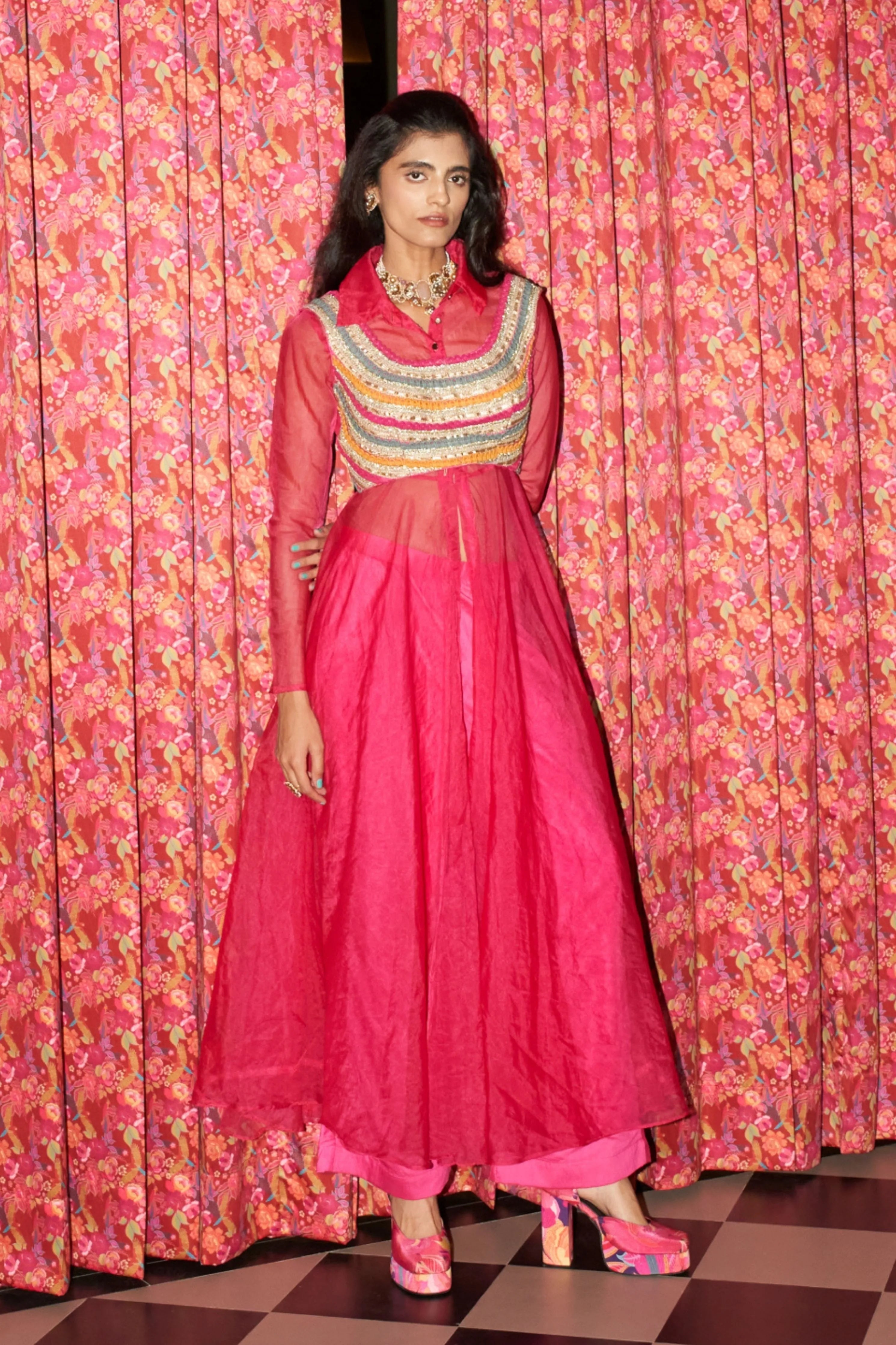 Fuscia Affair Jacket Set
