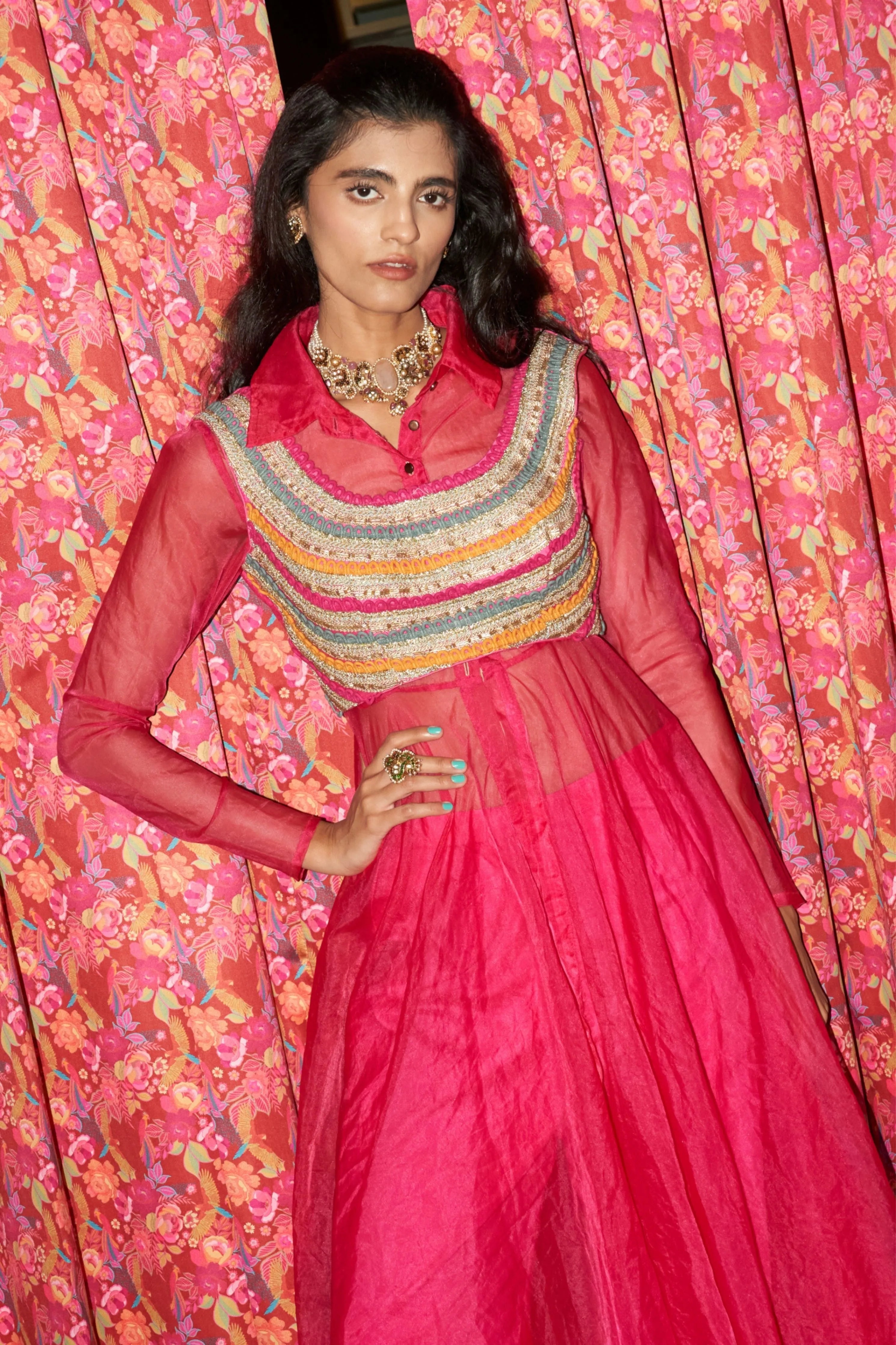 Fuscia Affair Jacket Set