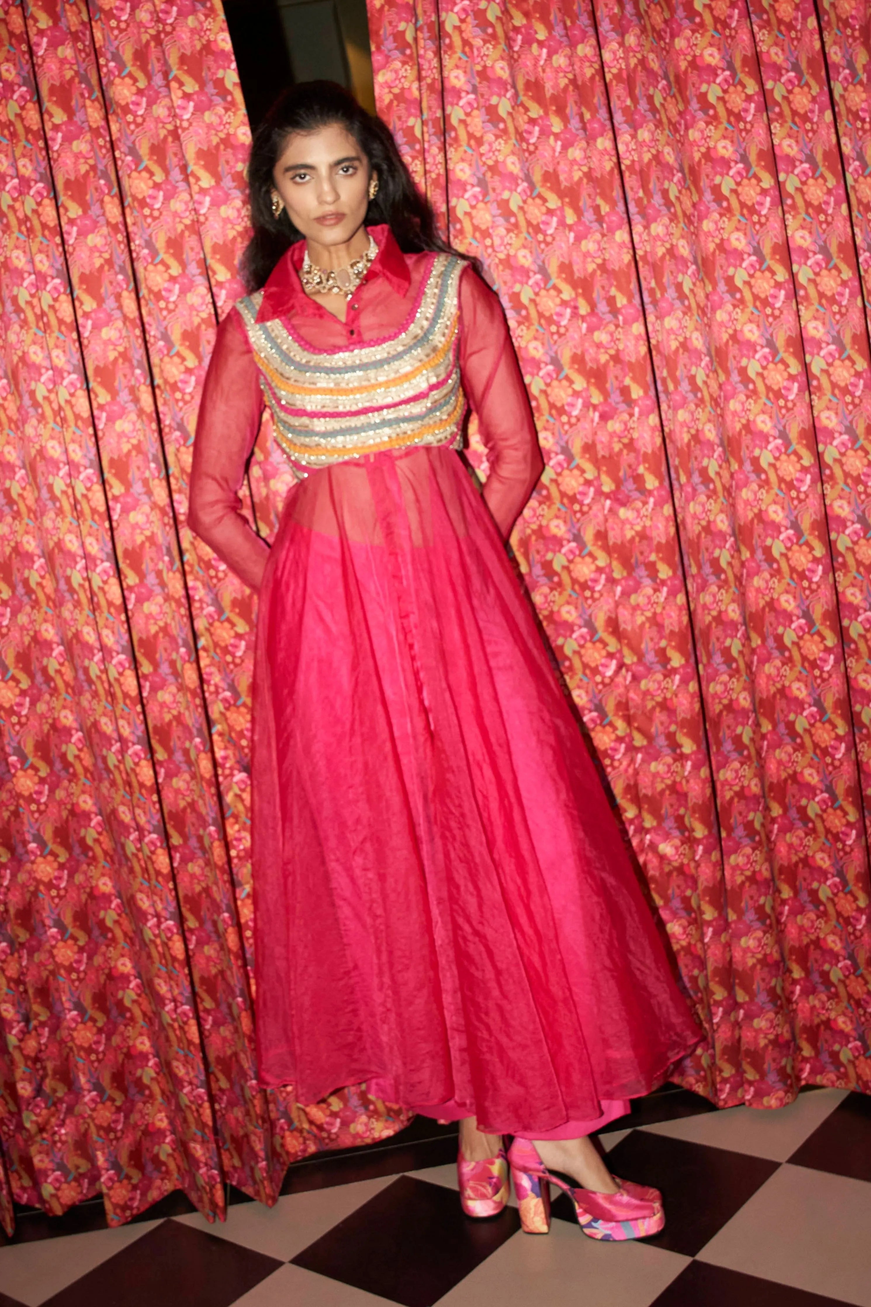 Fuscia Affair Jacket Set