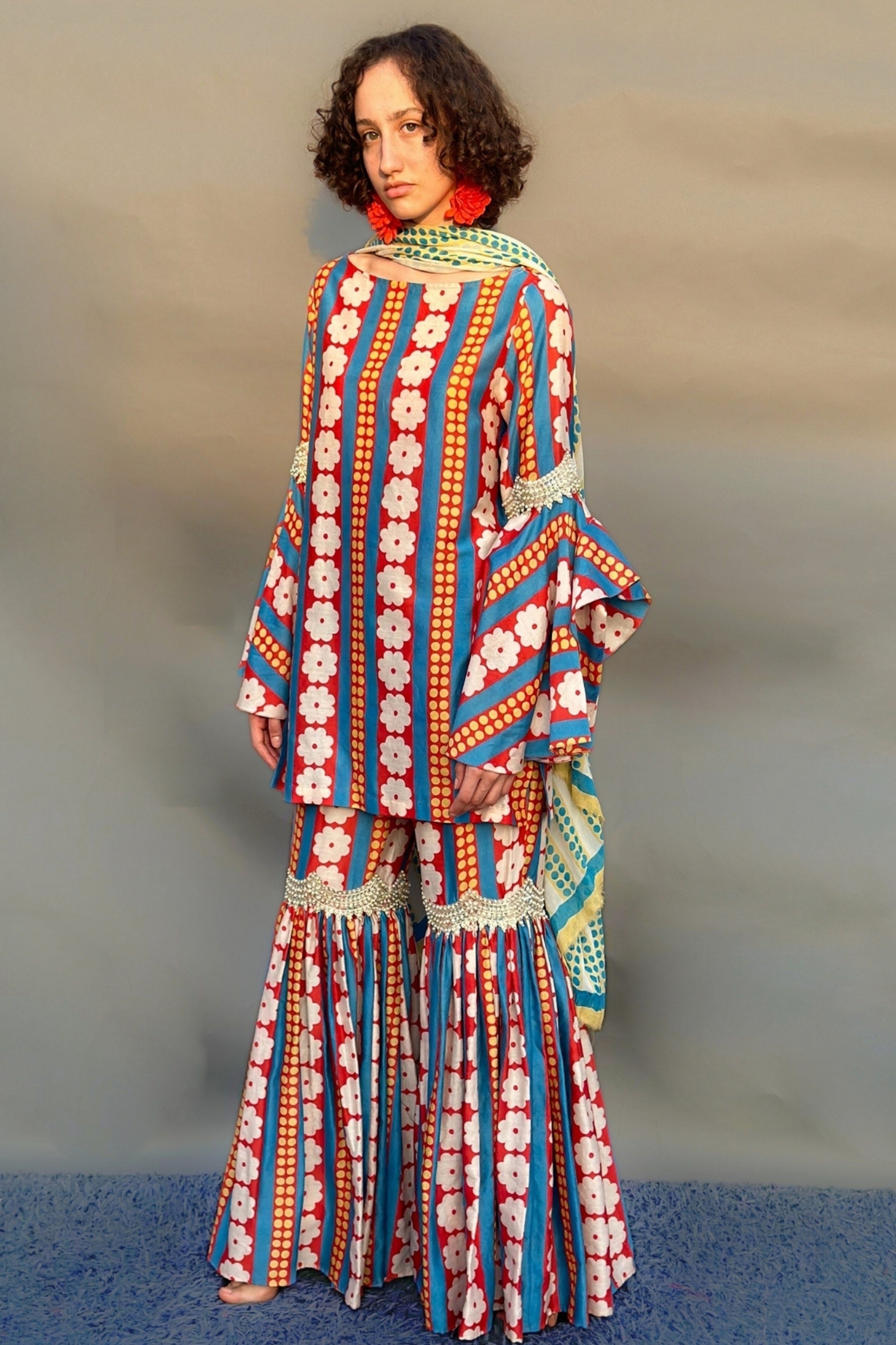 Red Sharara Set