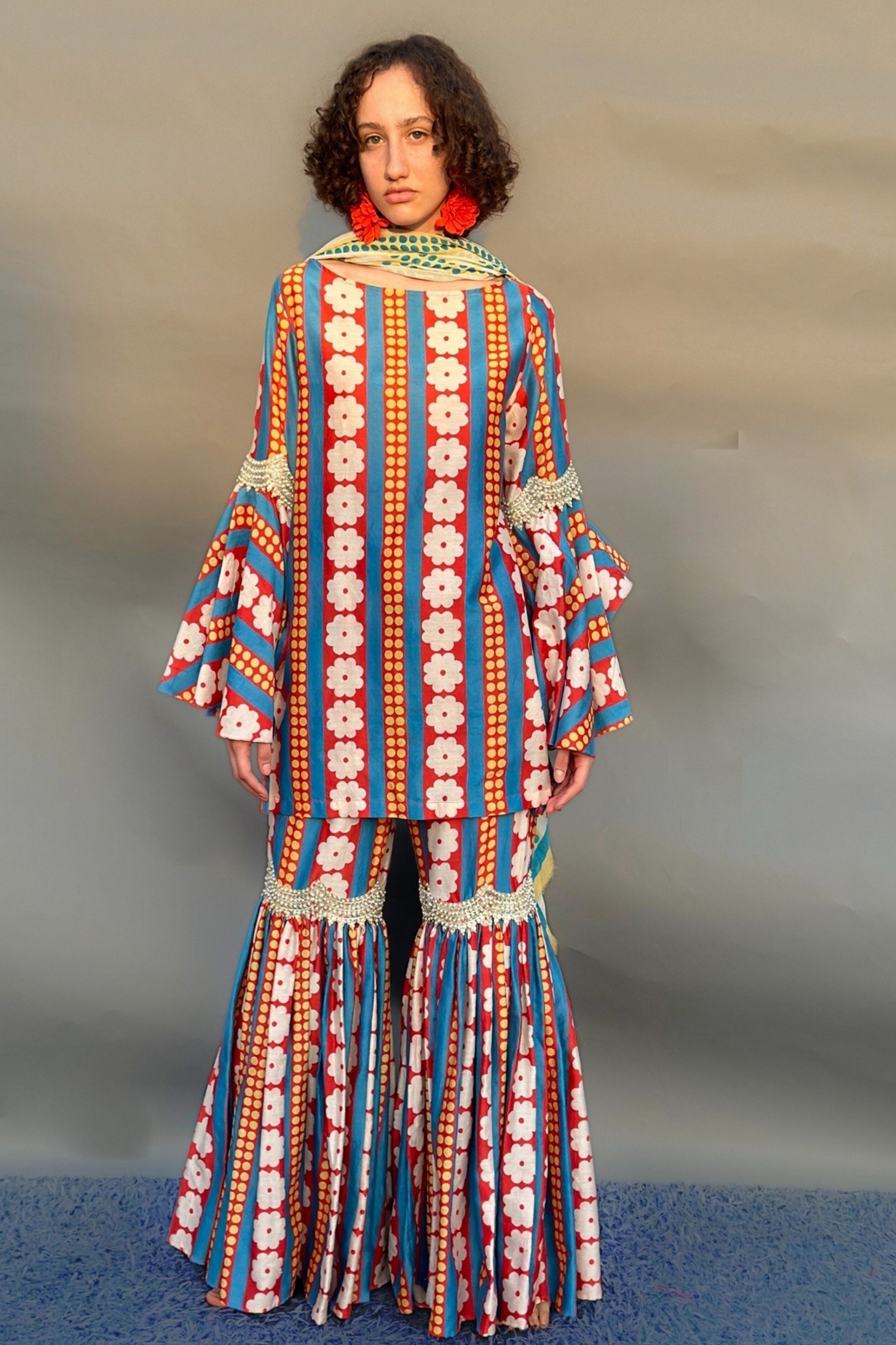 Red Sharara Set