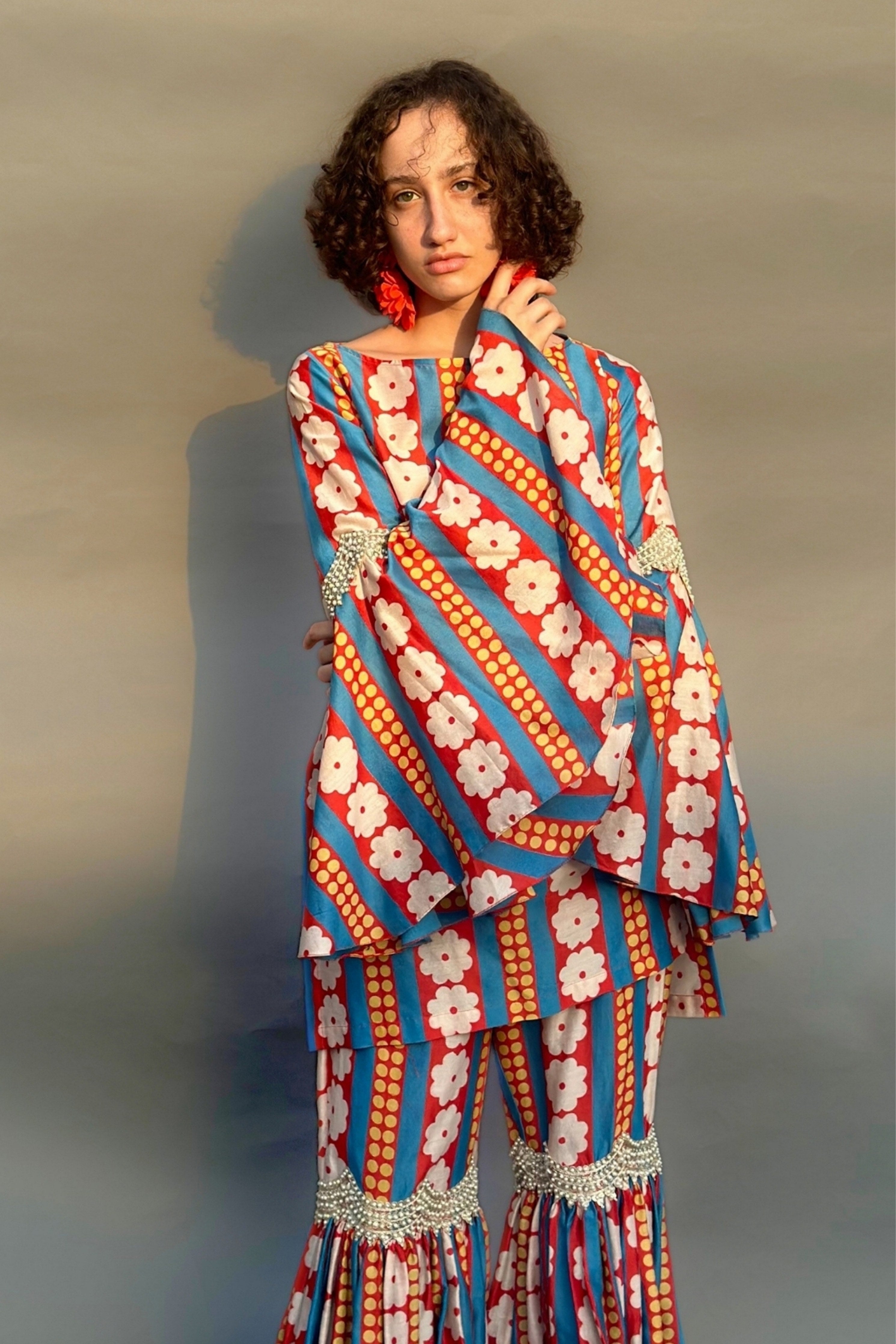 Red Sharara Set