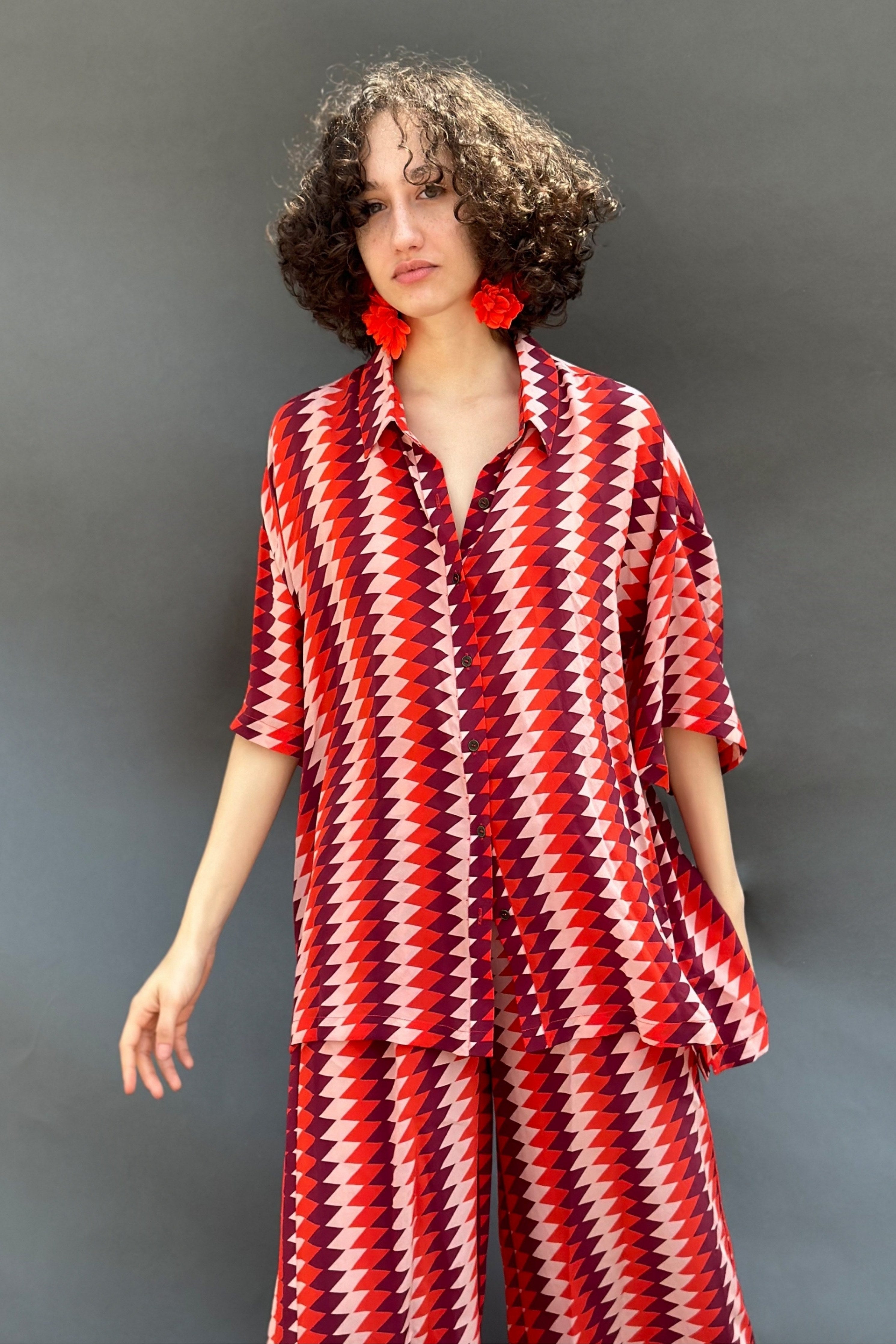 Red Zig Zag Printed Pants