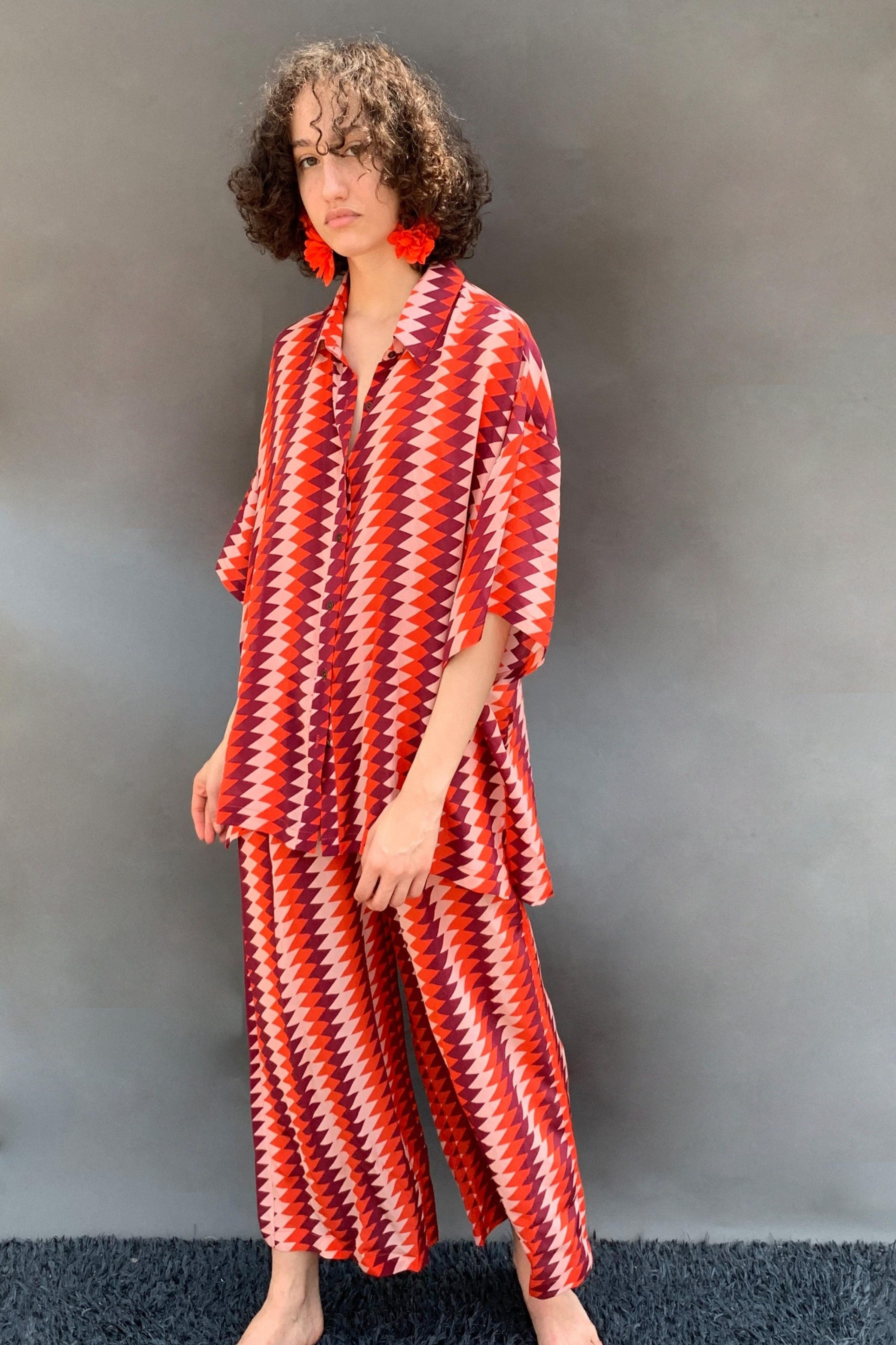 Red Zig Zag Printed Pants
