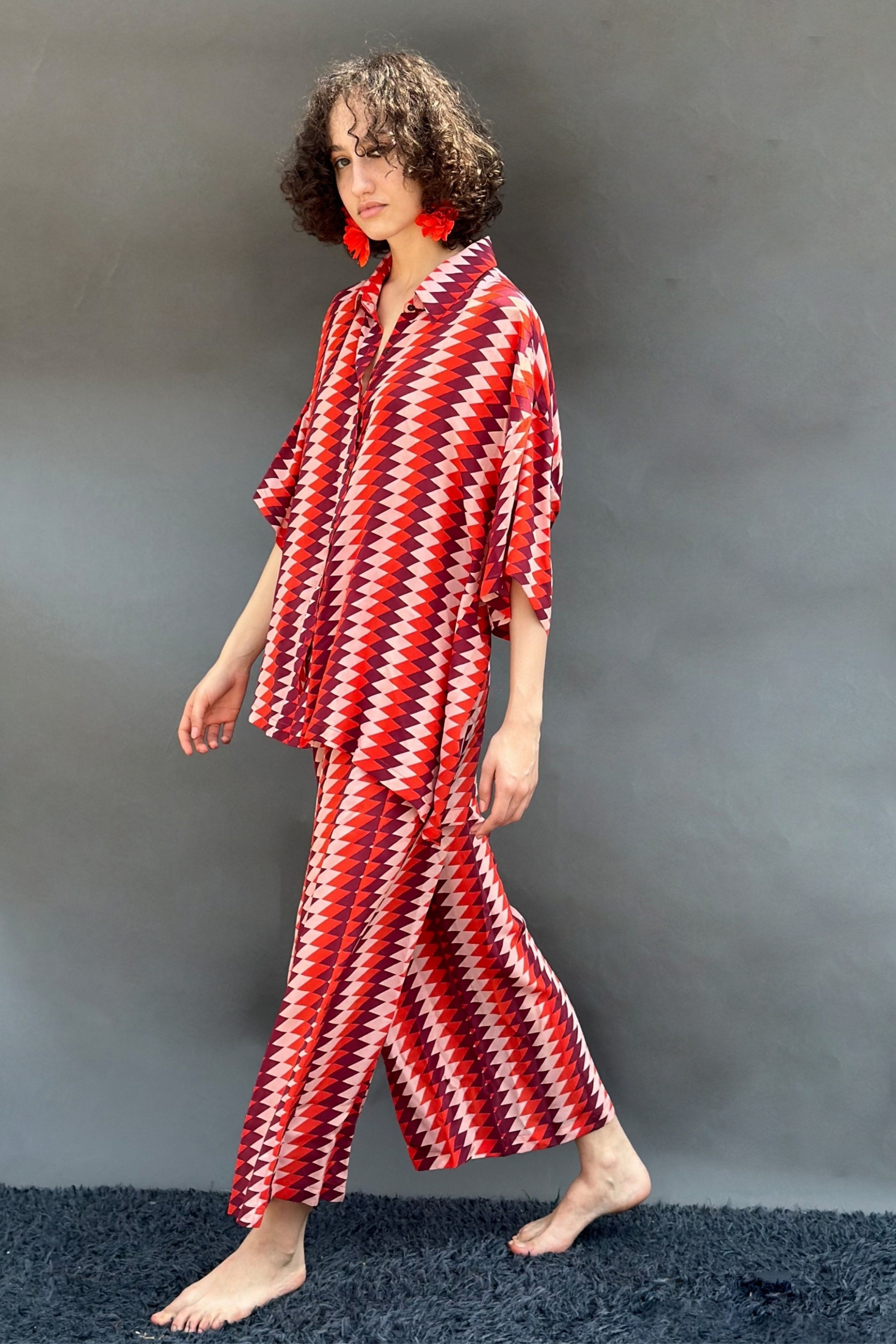 Red Zig Zag Printed Pants