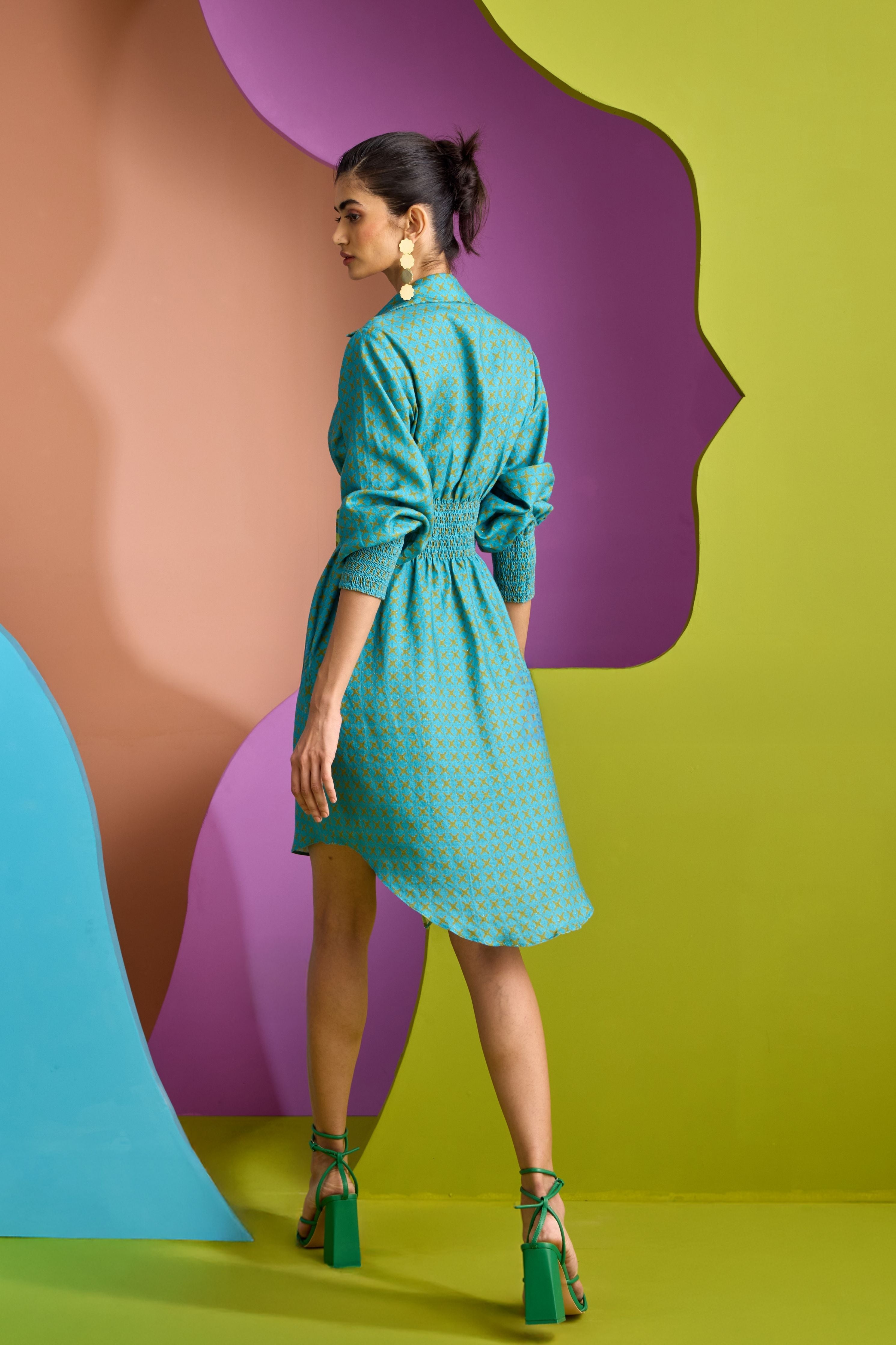 Ruched Shirt Dress