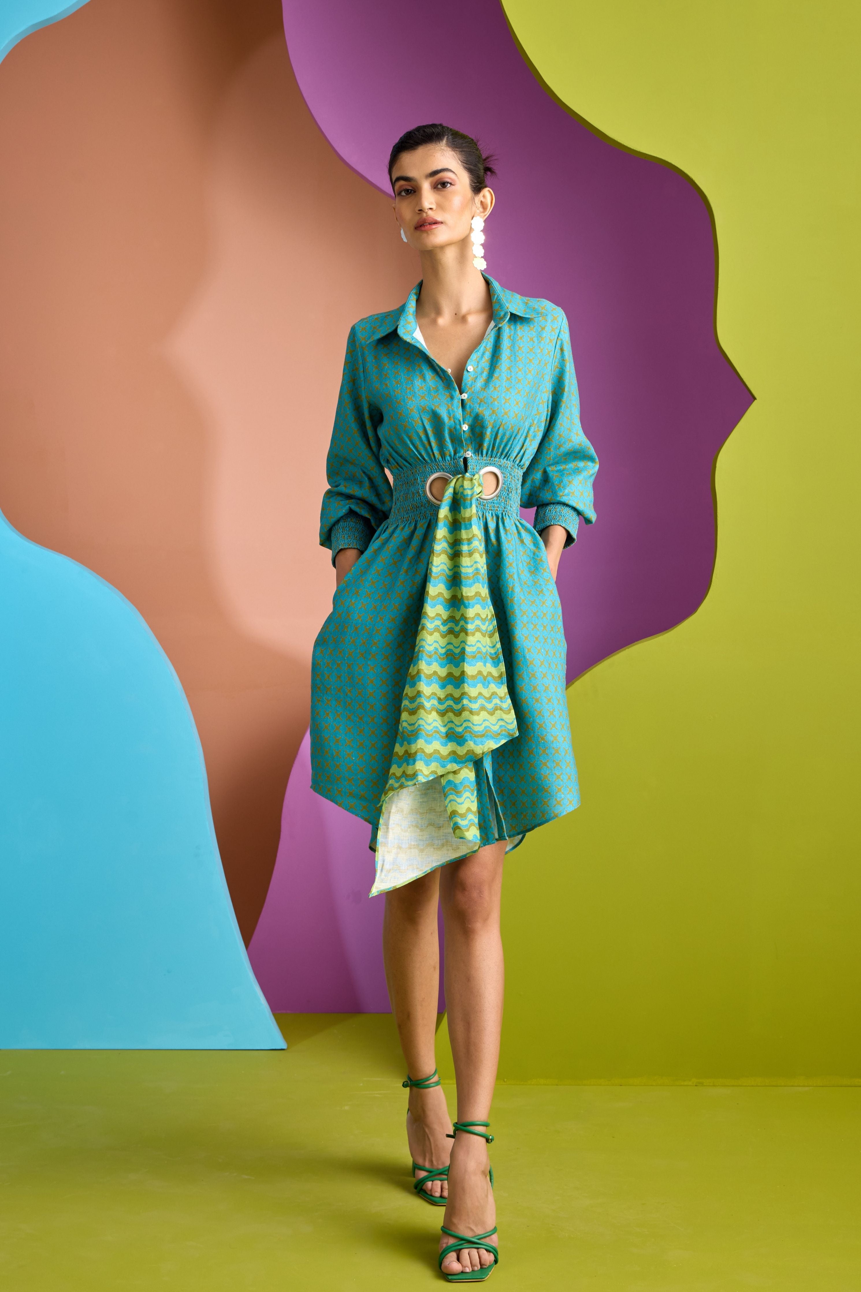 Ruched Shirt Dress