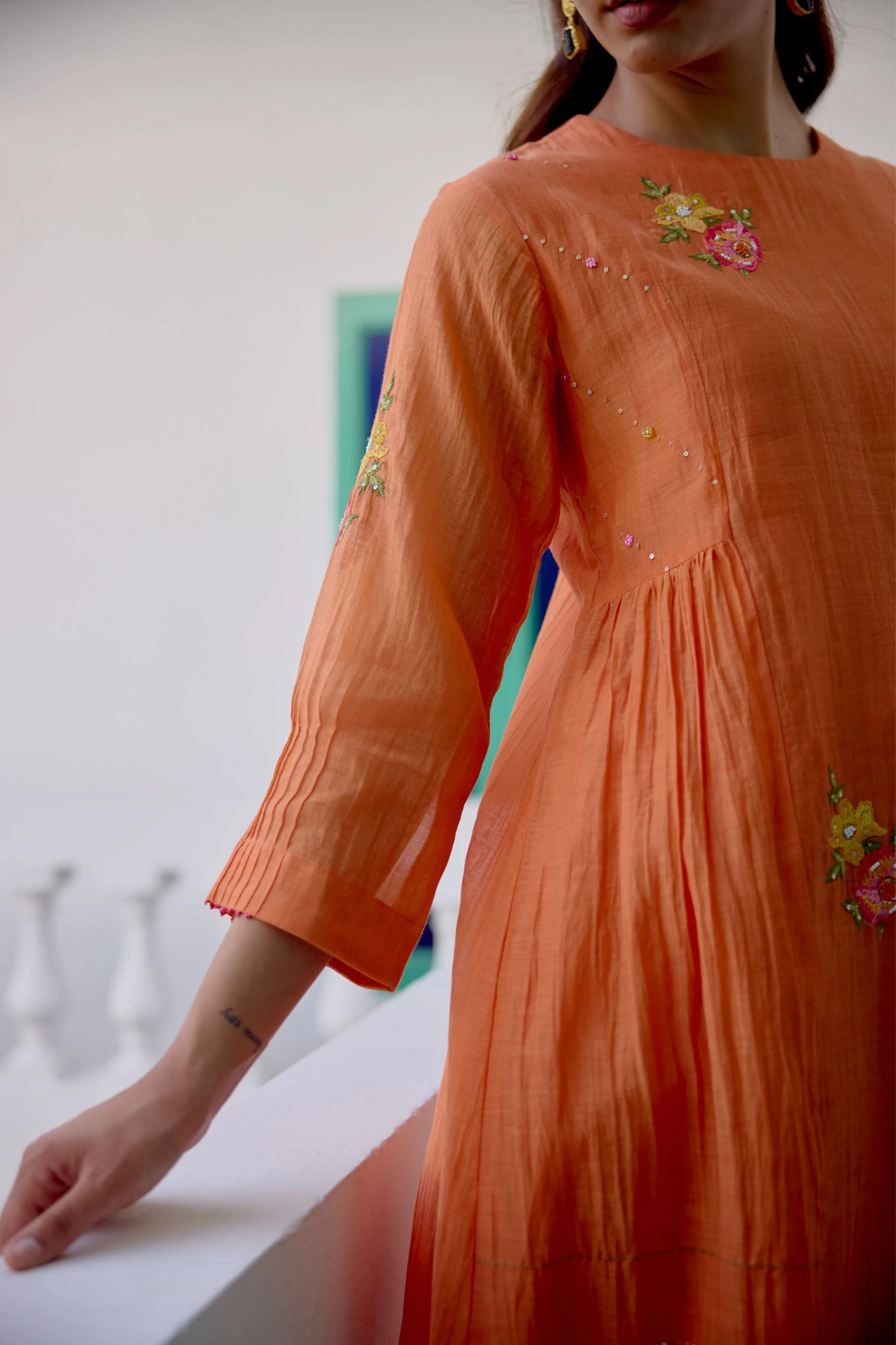 Tangerine Love Kurta Set