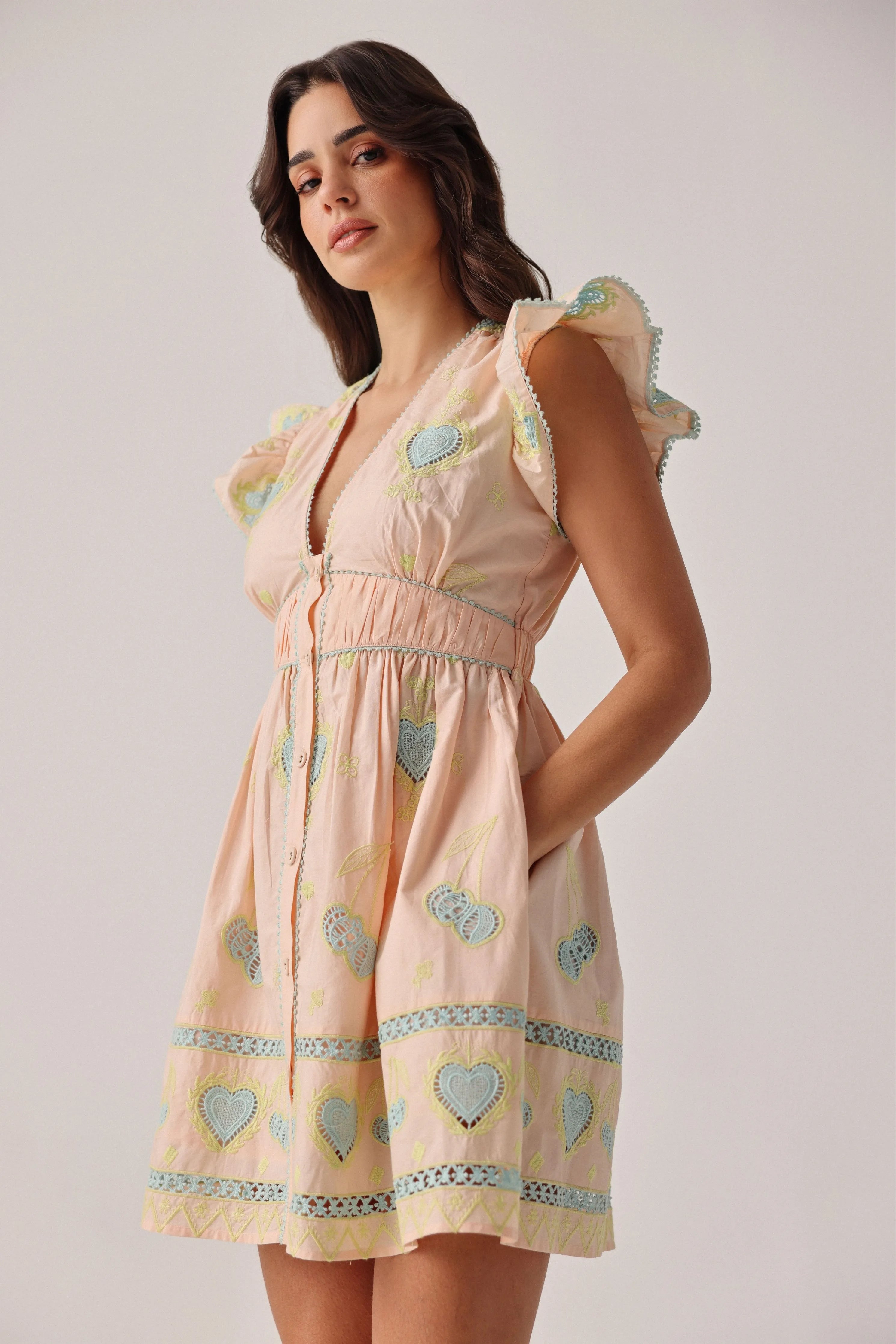 Estella Mini Peach Dress