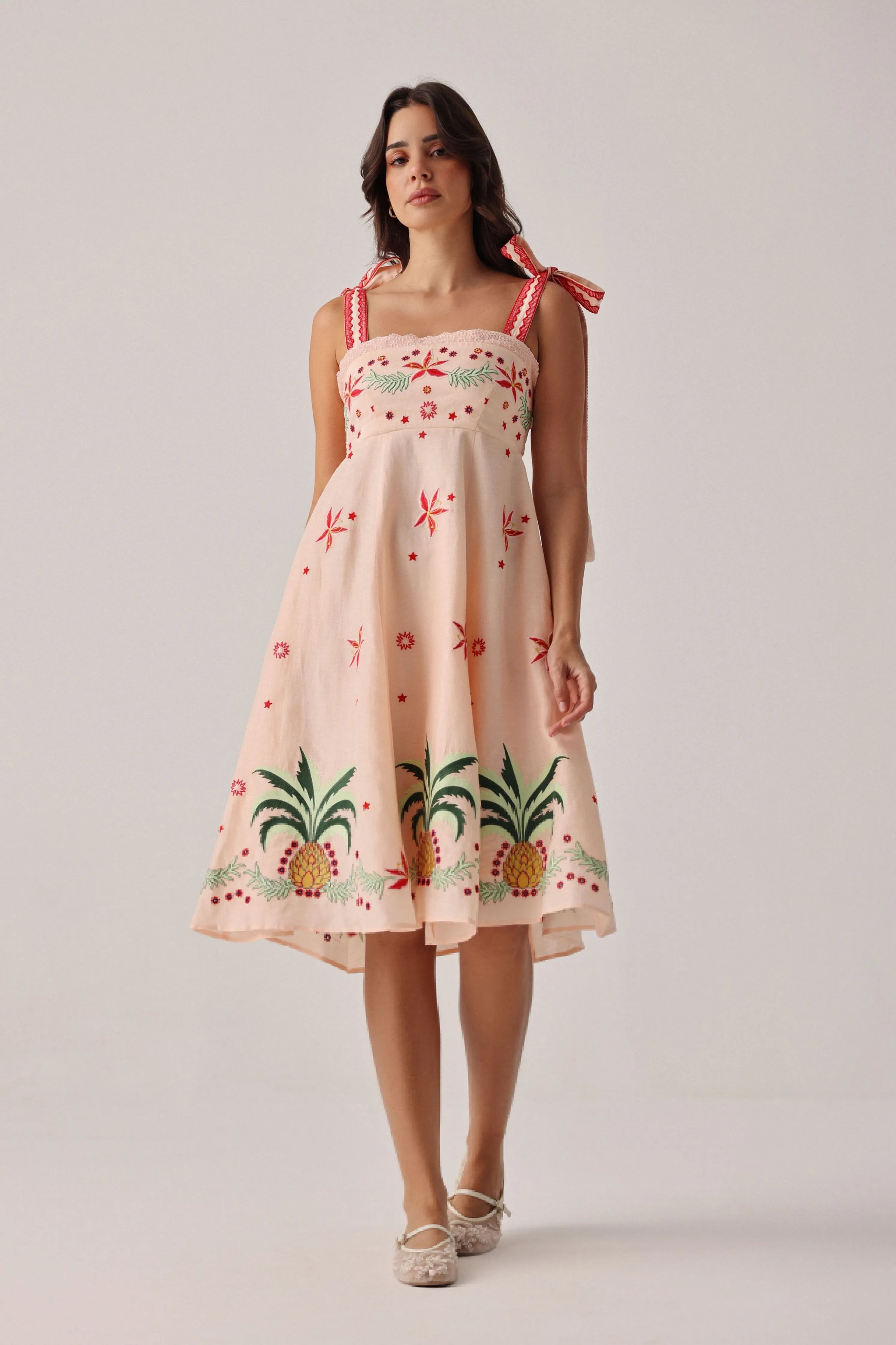 Nora Midi Peach Dress