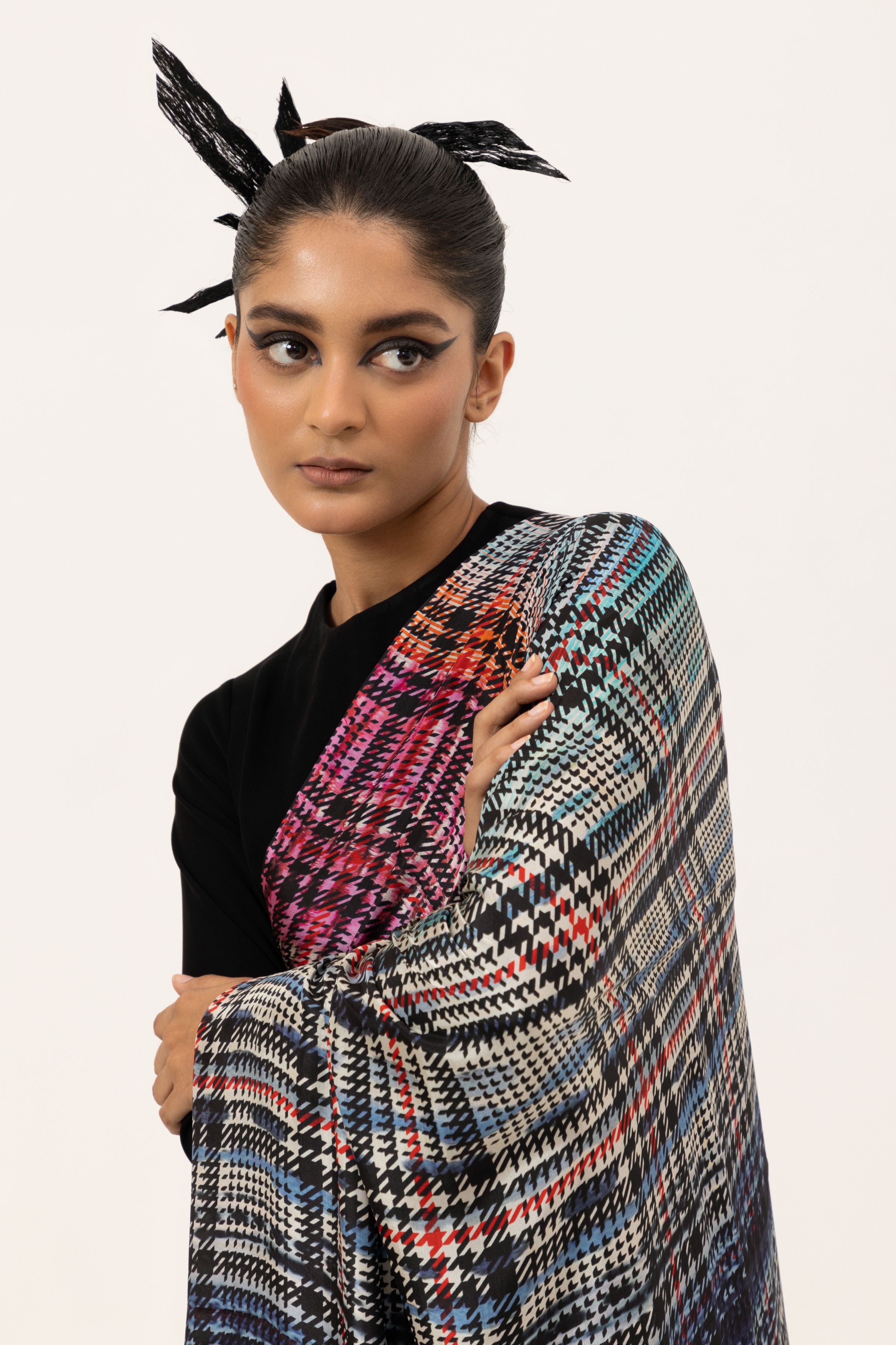 Plaid Fusion Silk Saree