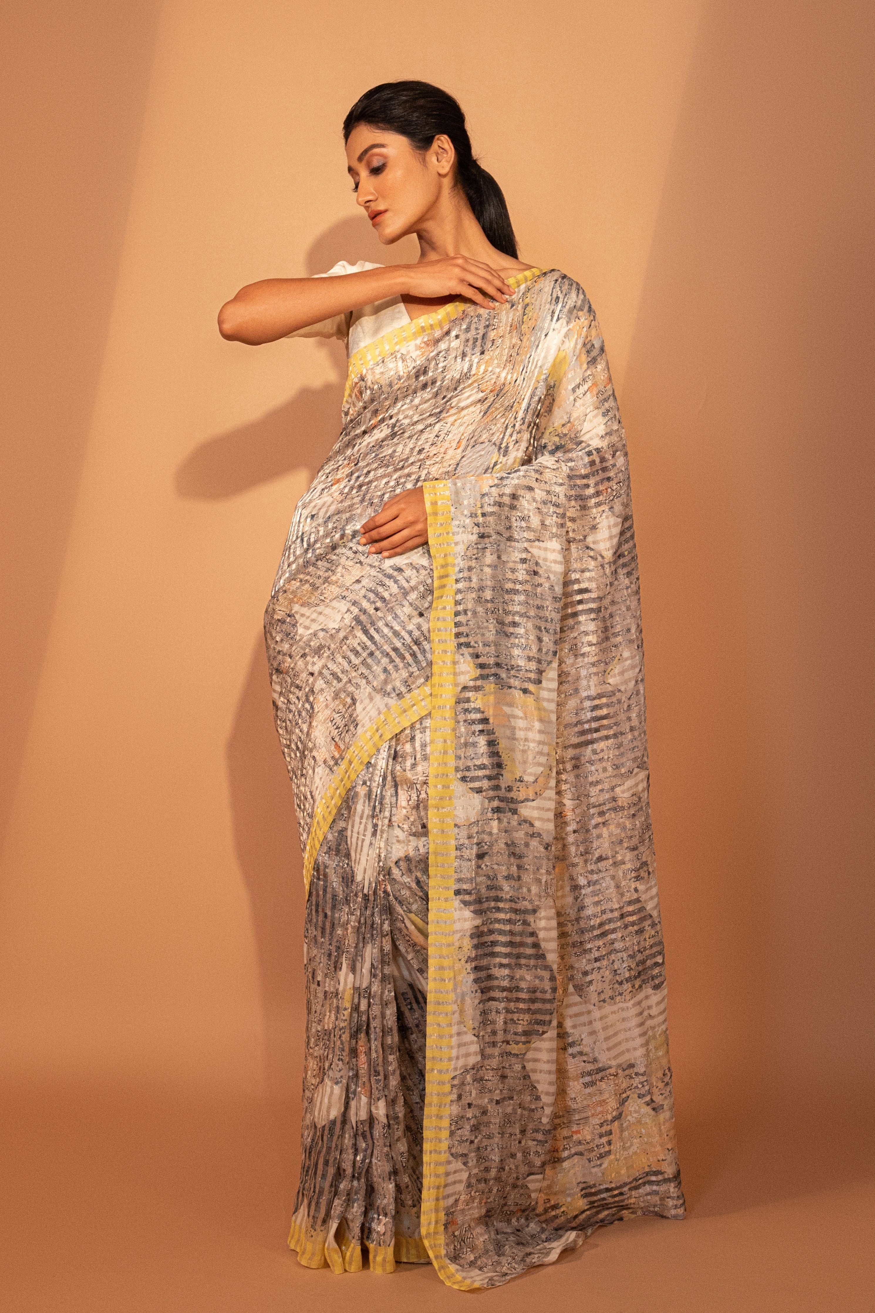 Misty Citrus Silk Saree