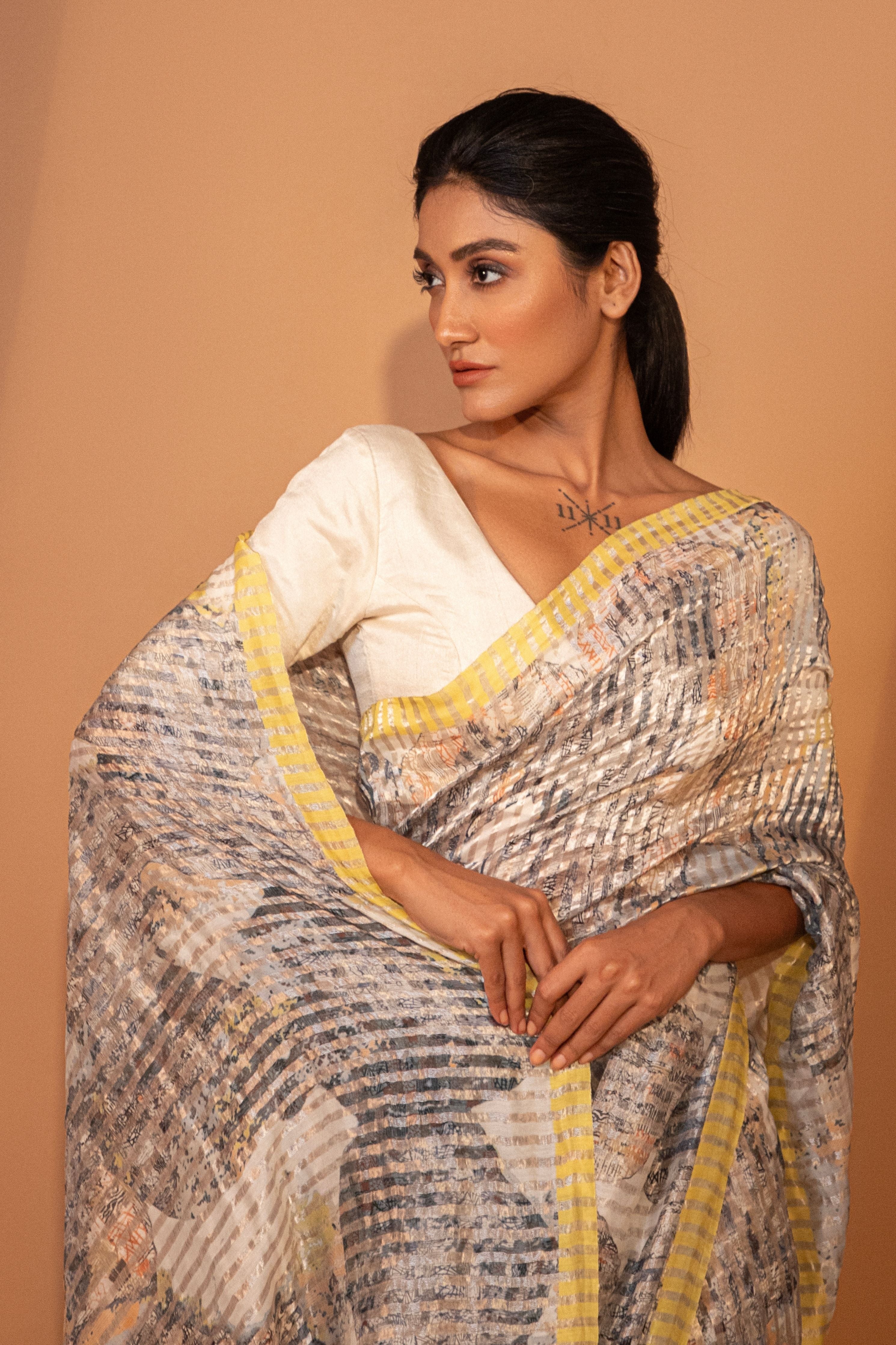 Misty Citrus Silk Saree