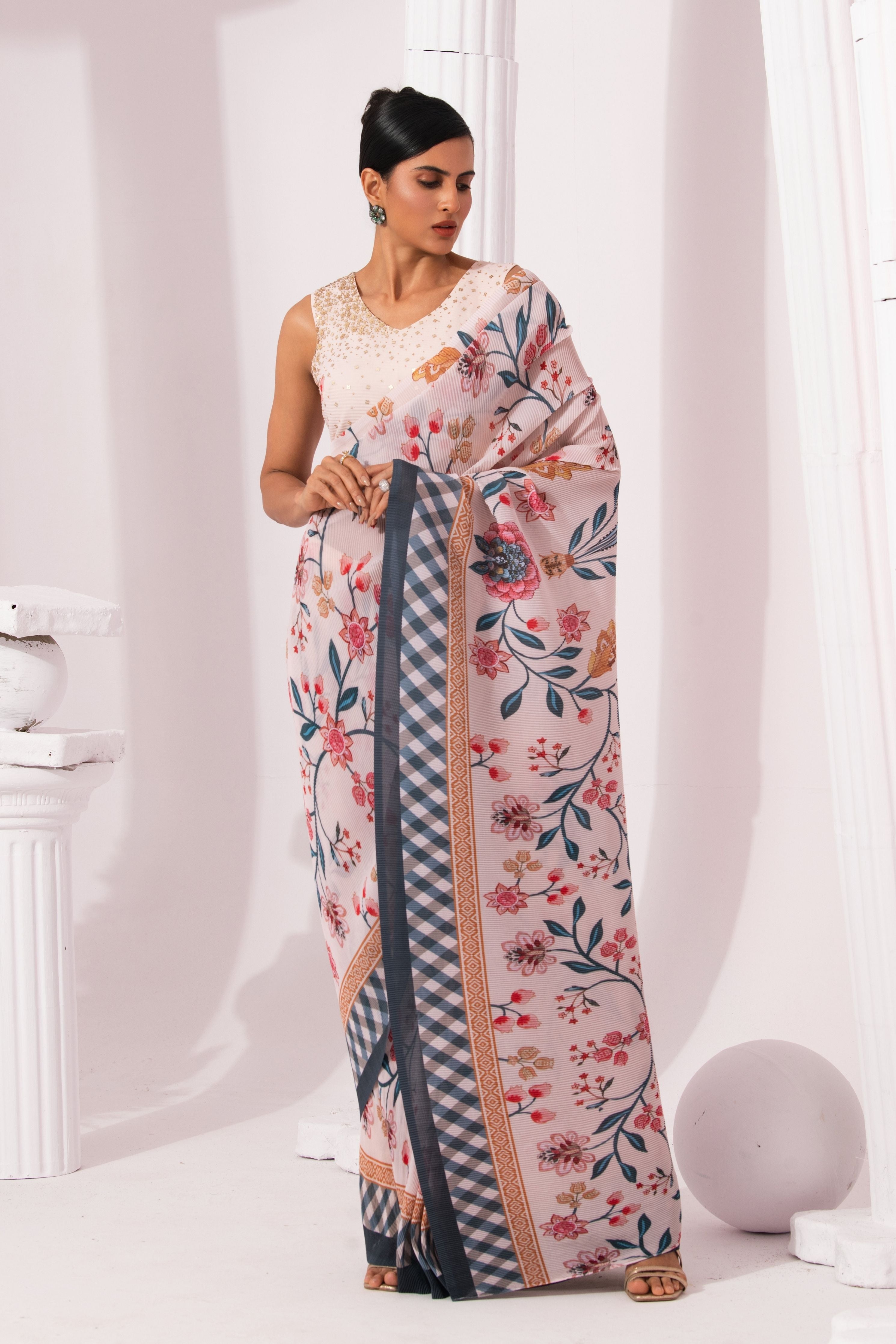 Checks &Whimsy Pre-Draped Saree