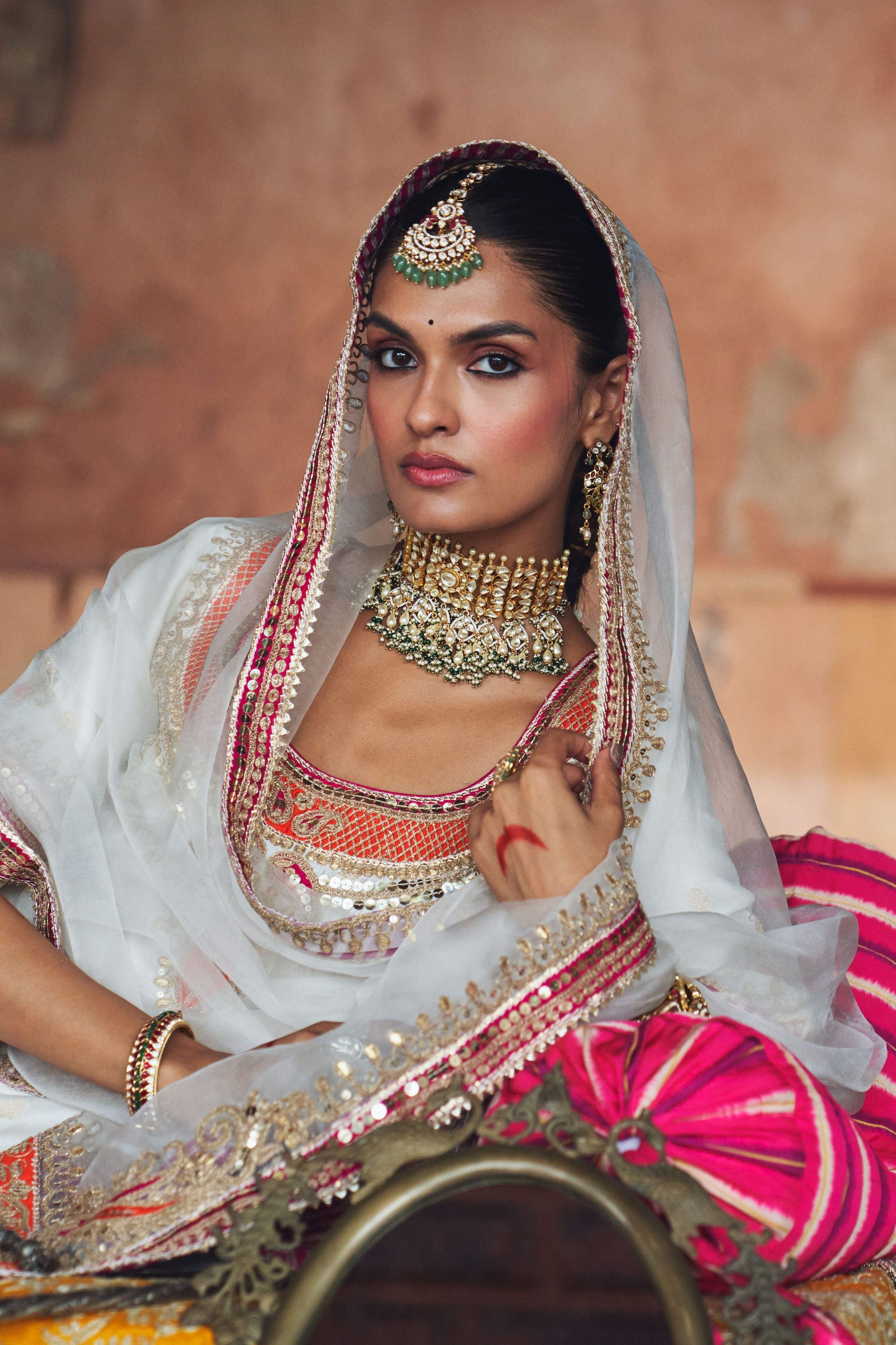 Samreen  Daisy Ivory Short Kurta With Sharara And Dupatta