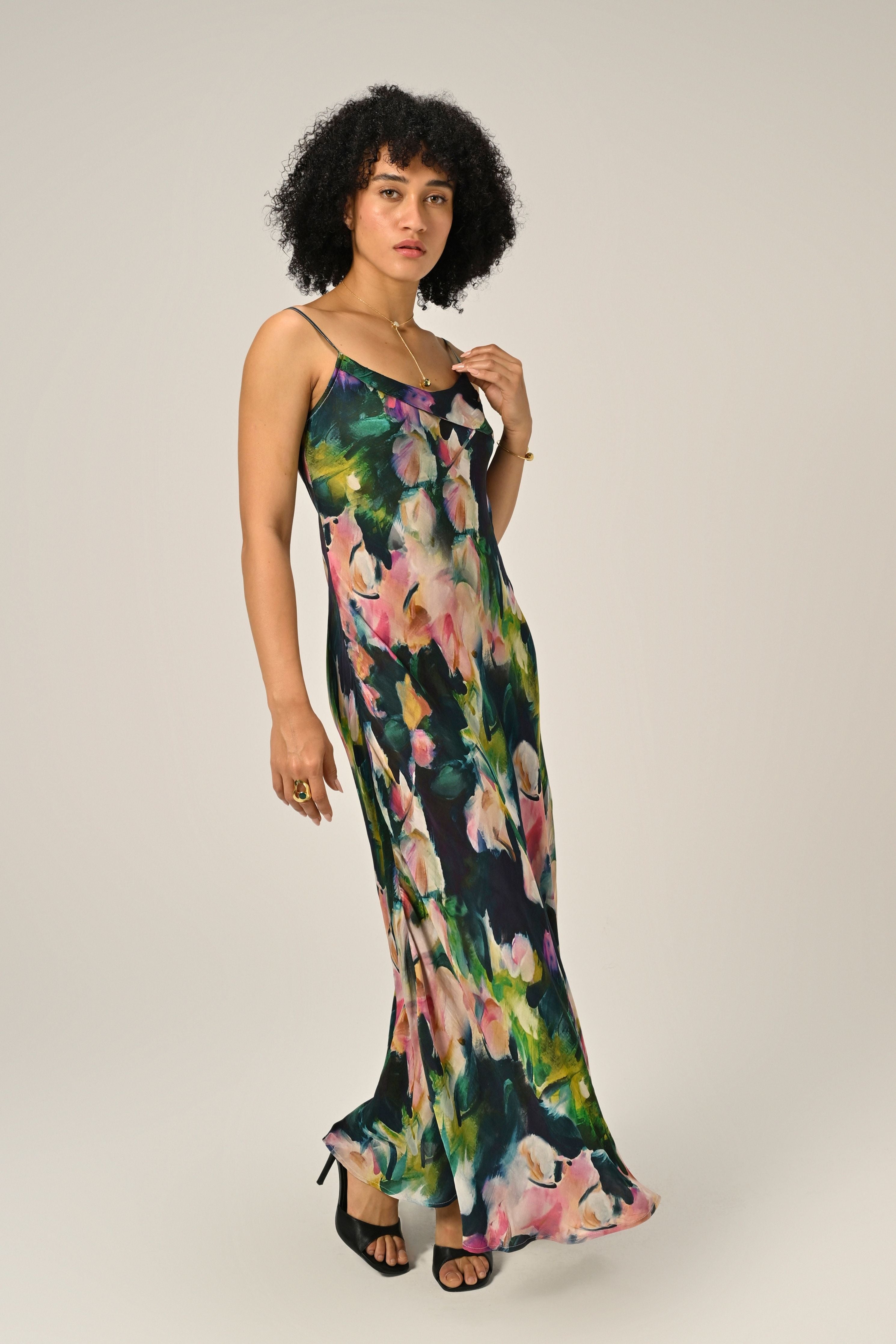 Midnight Bloom Slip Dress