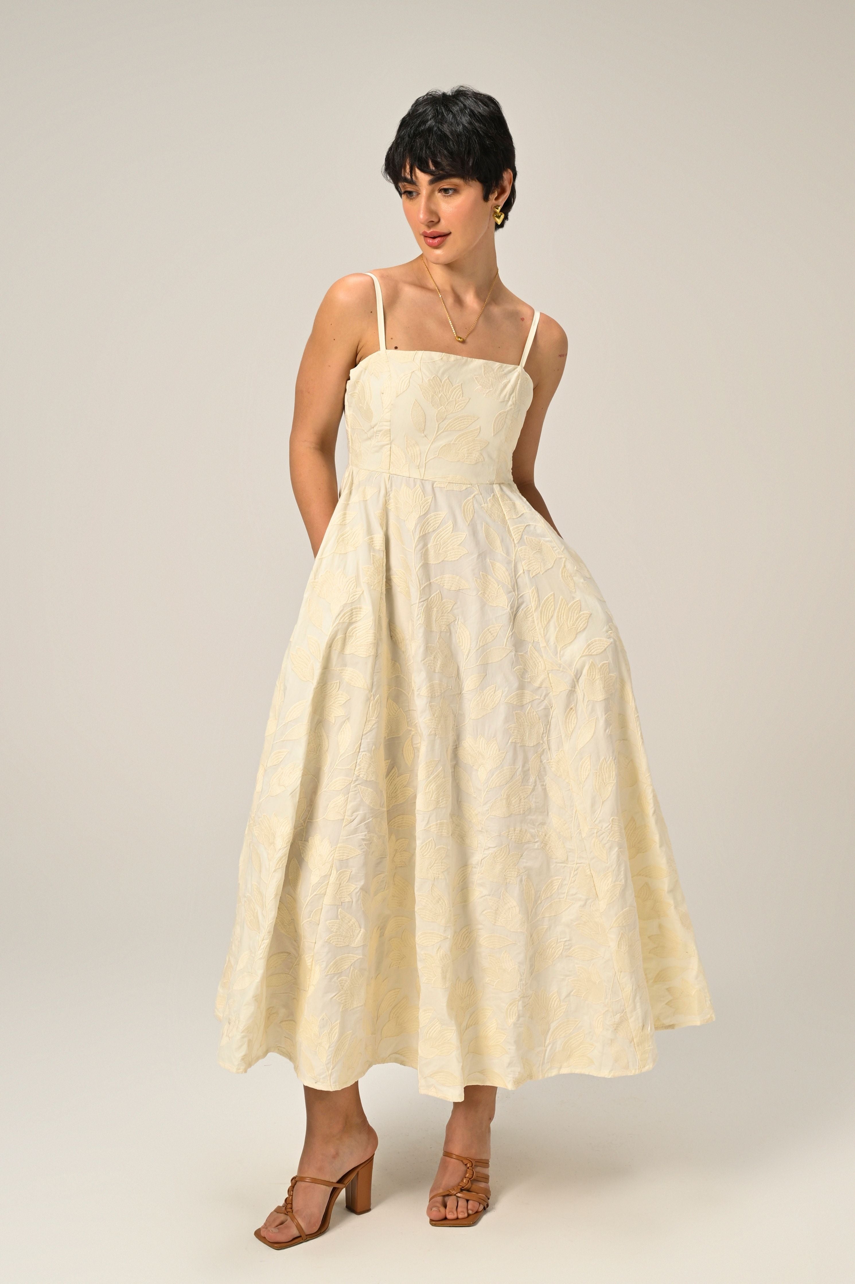 Moonflower Embroidered Flare Maxi