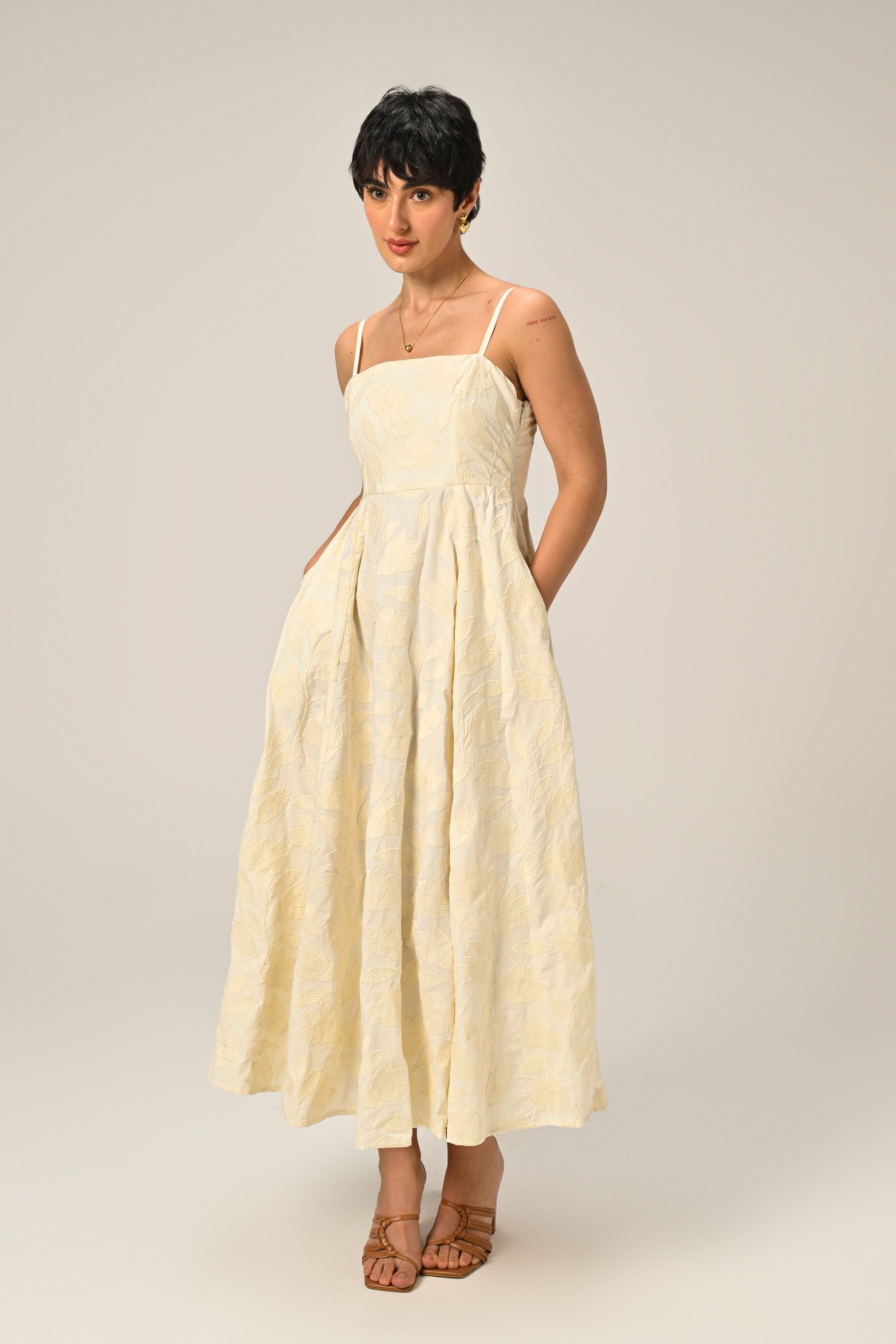 Moonflower Embroidered Flare Maxi