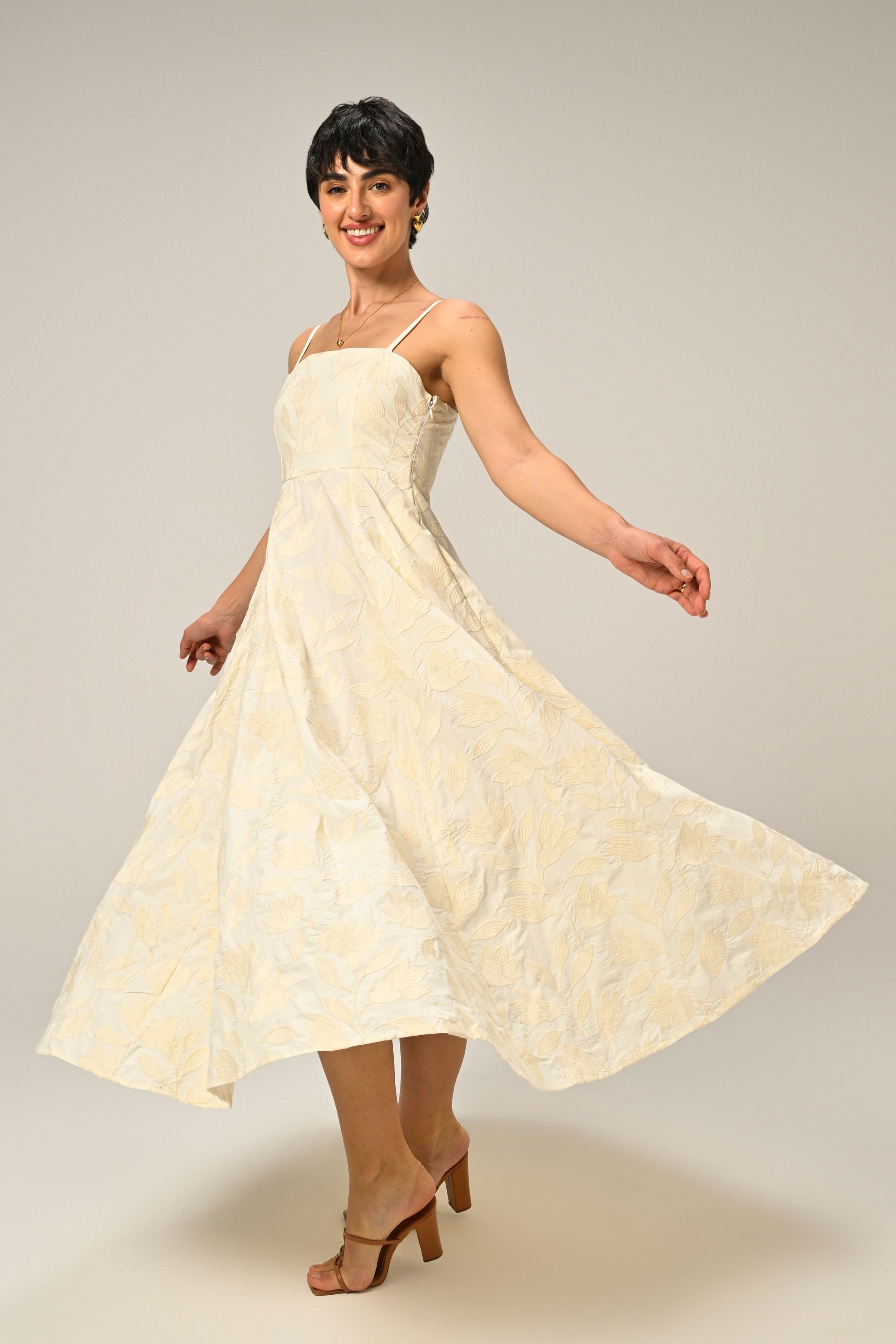 Moonflower Embroidered Flare Maxi
