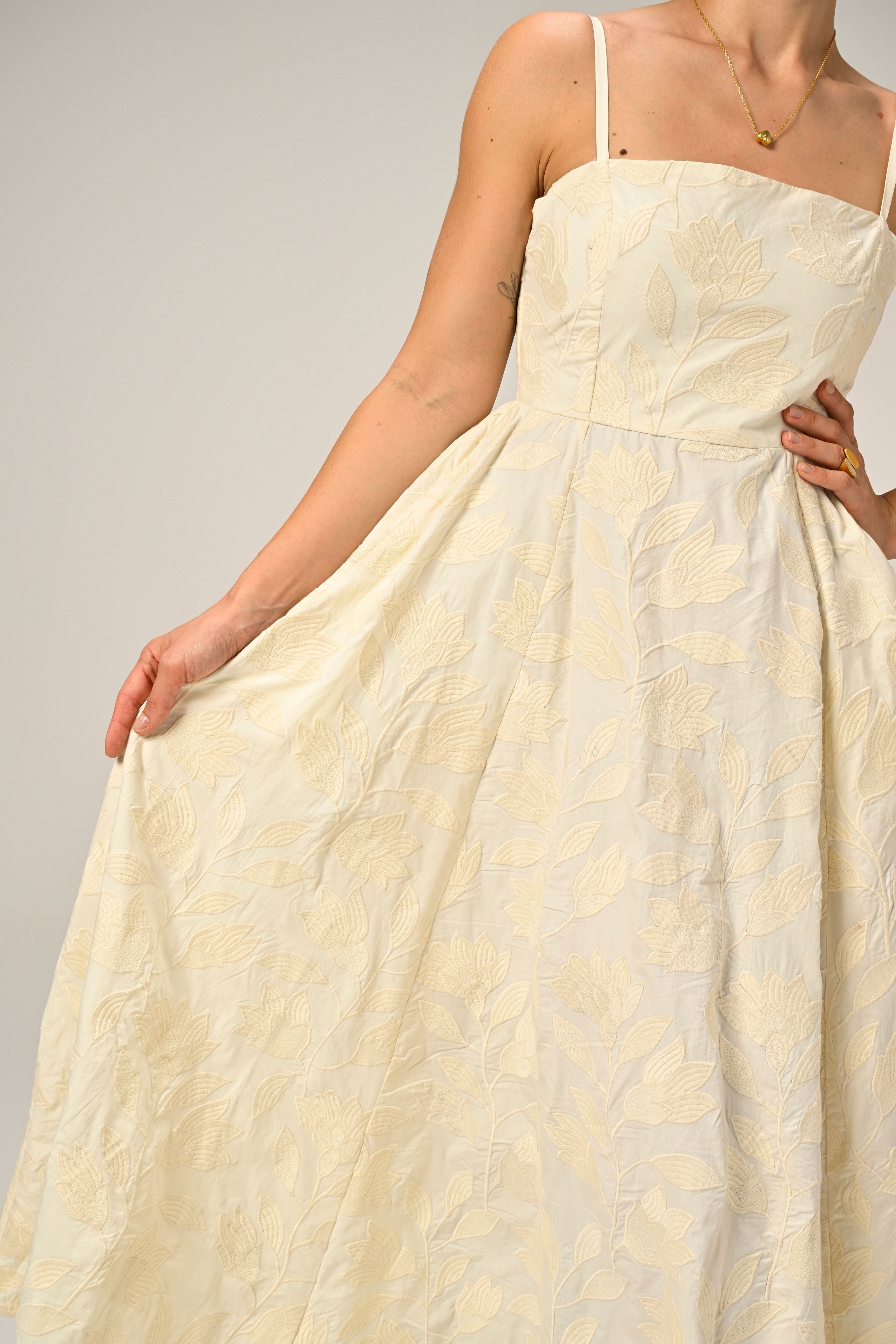 Moonflower Embroidered Flare Maxi