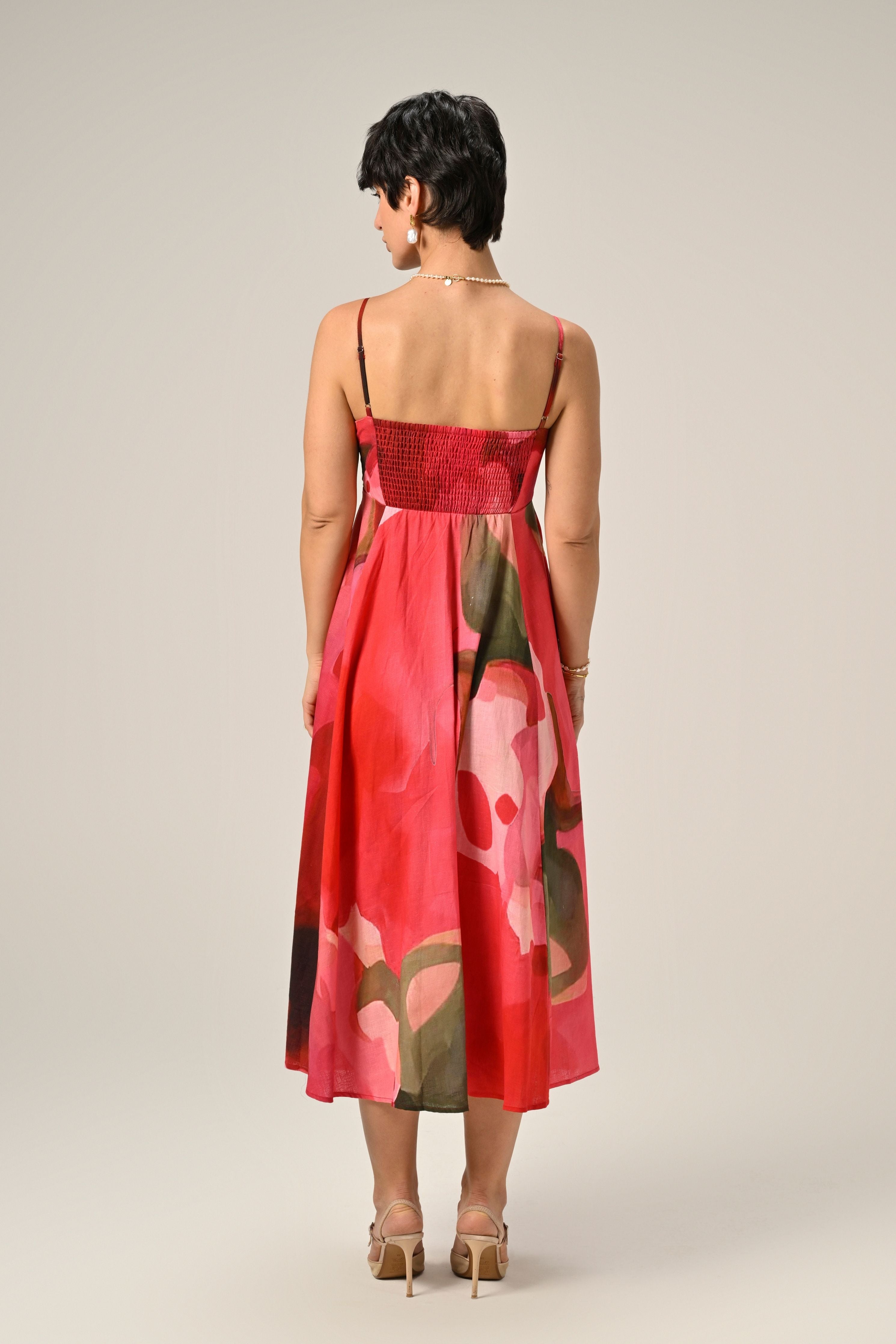 Petal Serenade Linen Dress