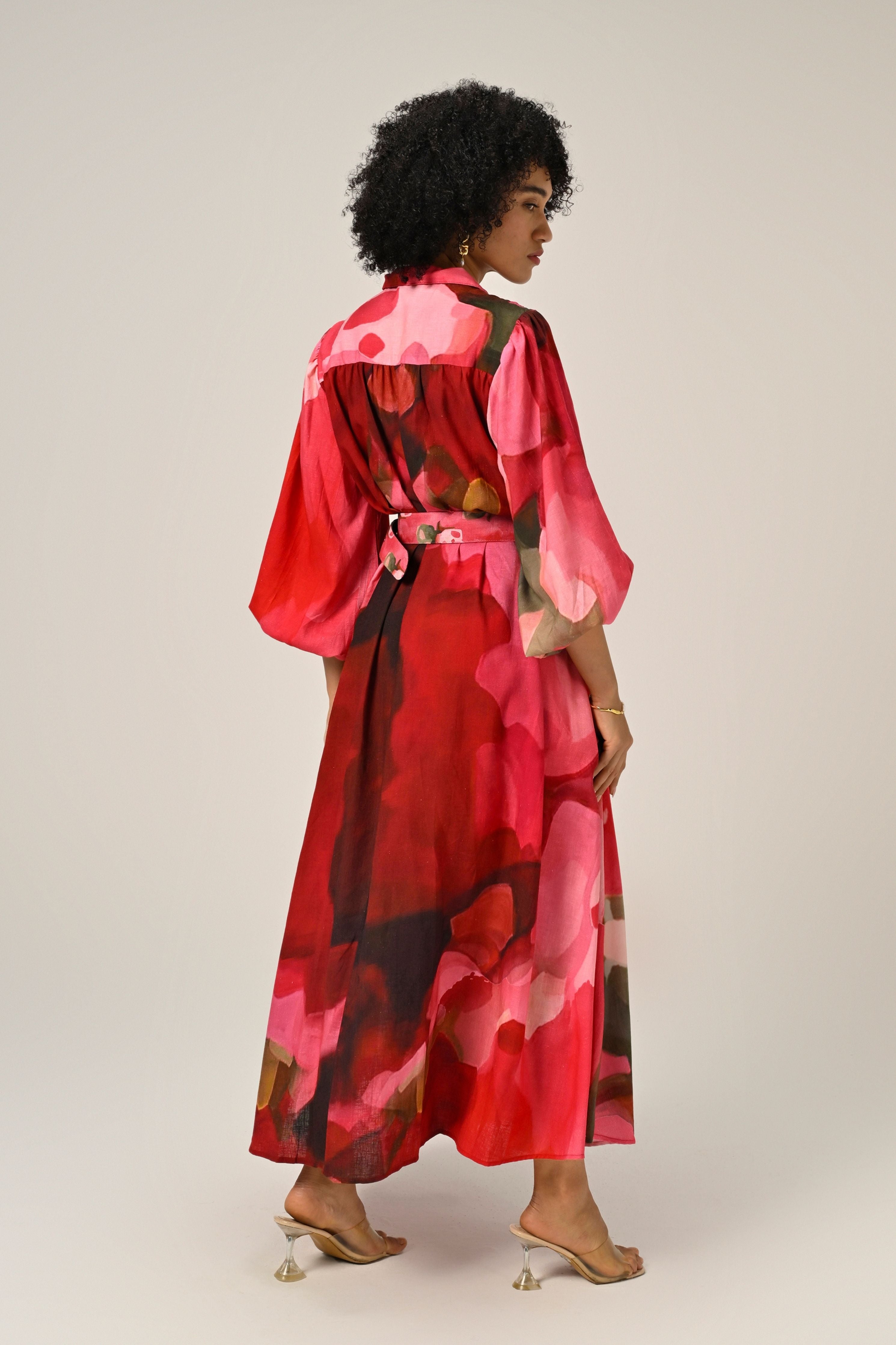 Rosé Flame Maxi Shirt Dress