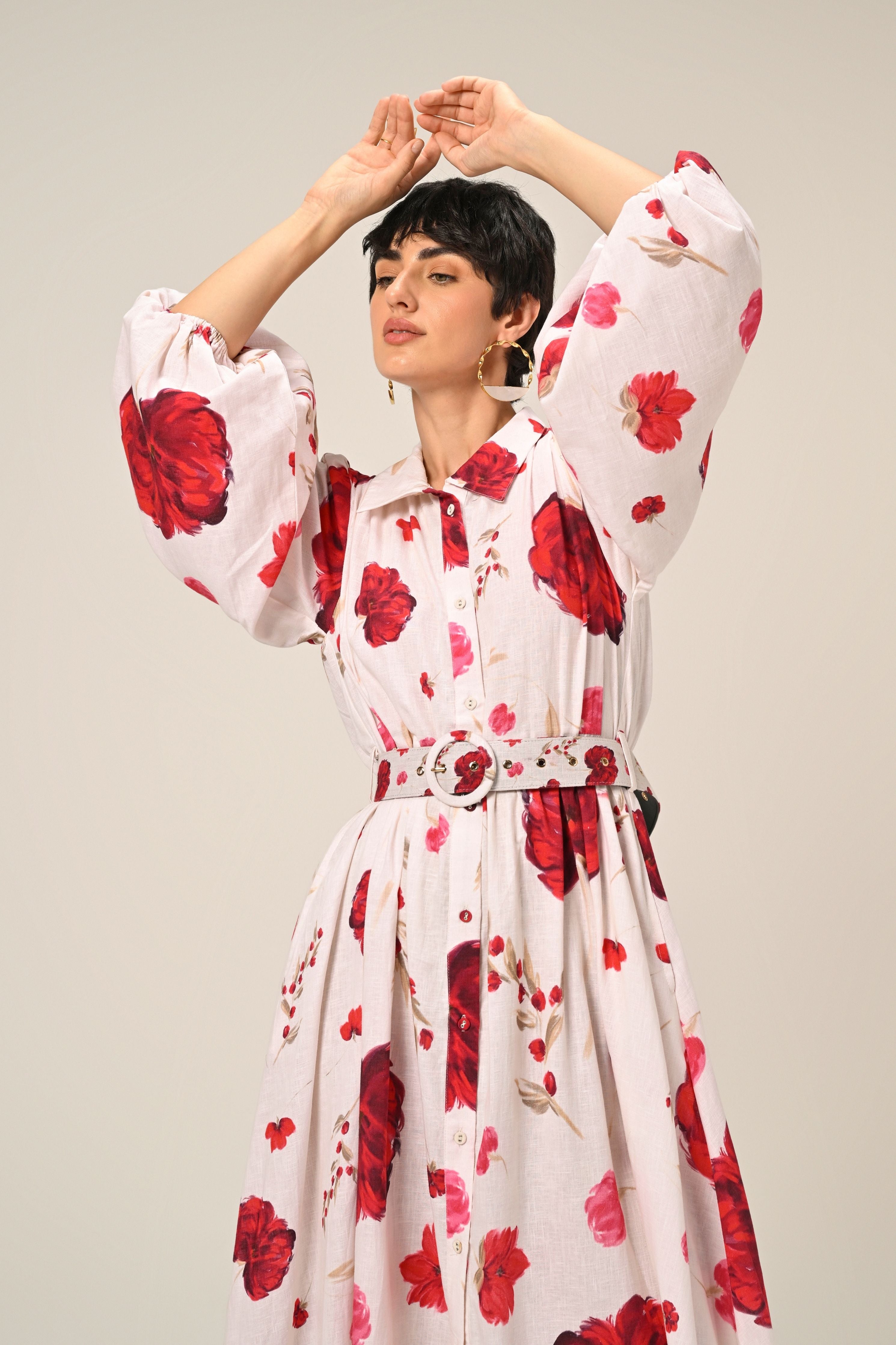 Cloud Petal Maxi Shirt Dress