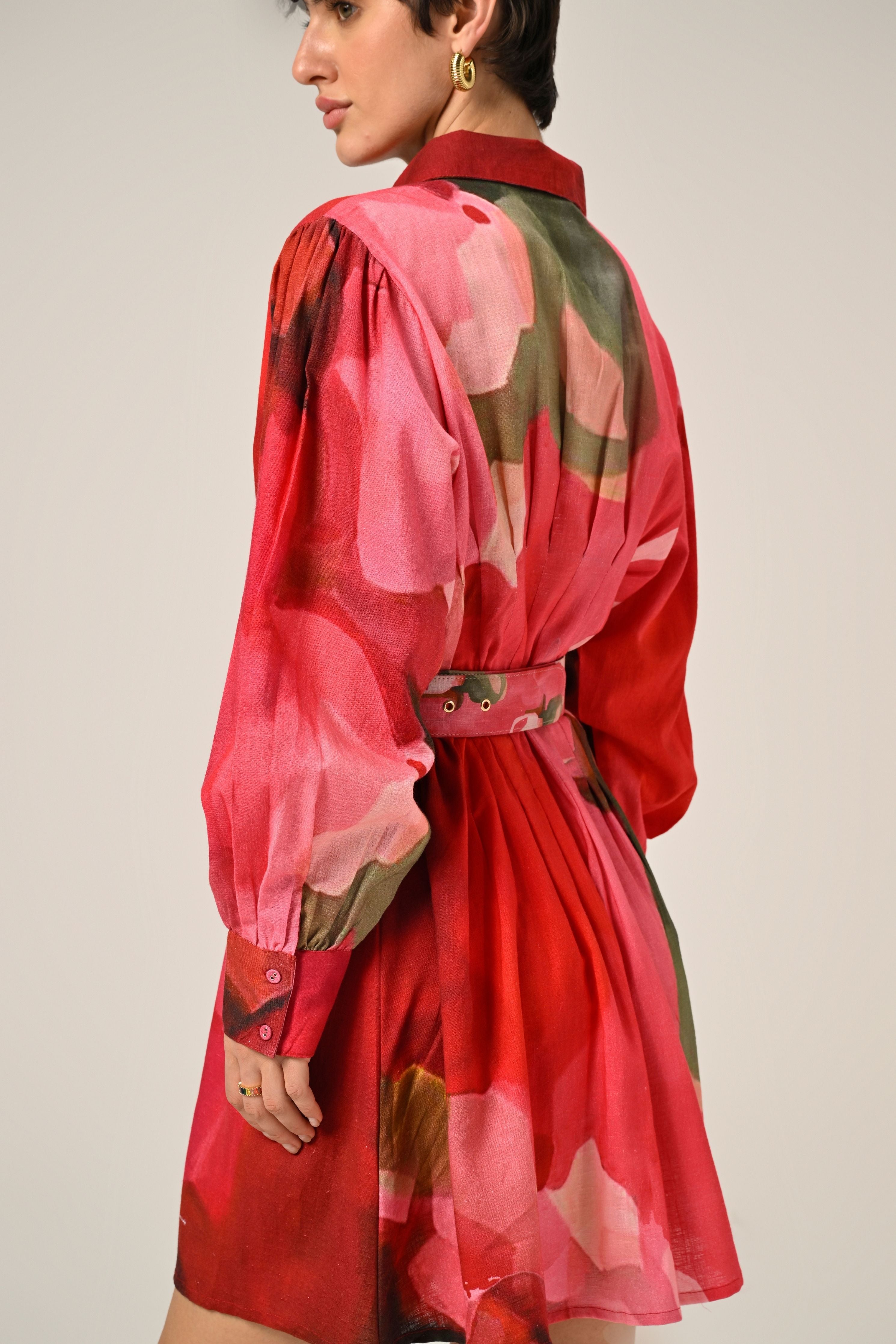 Rosé Flame Mini Shirt Dress