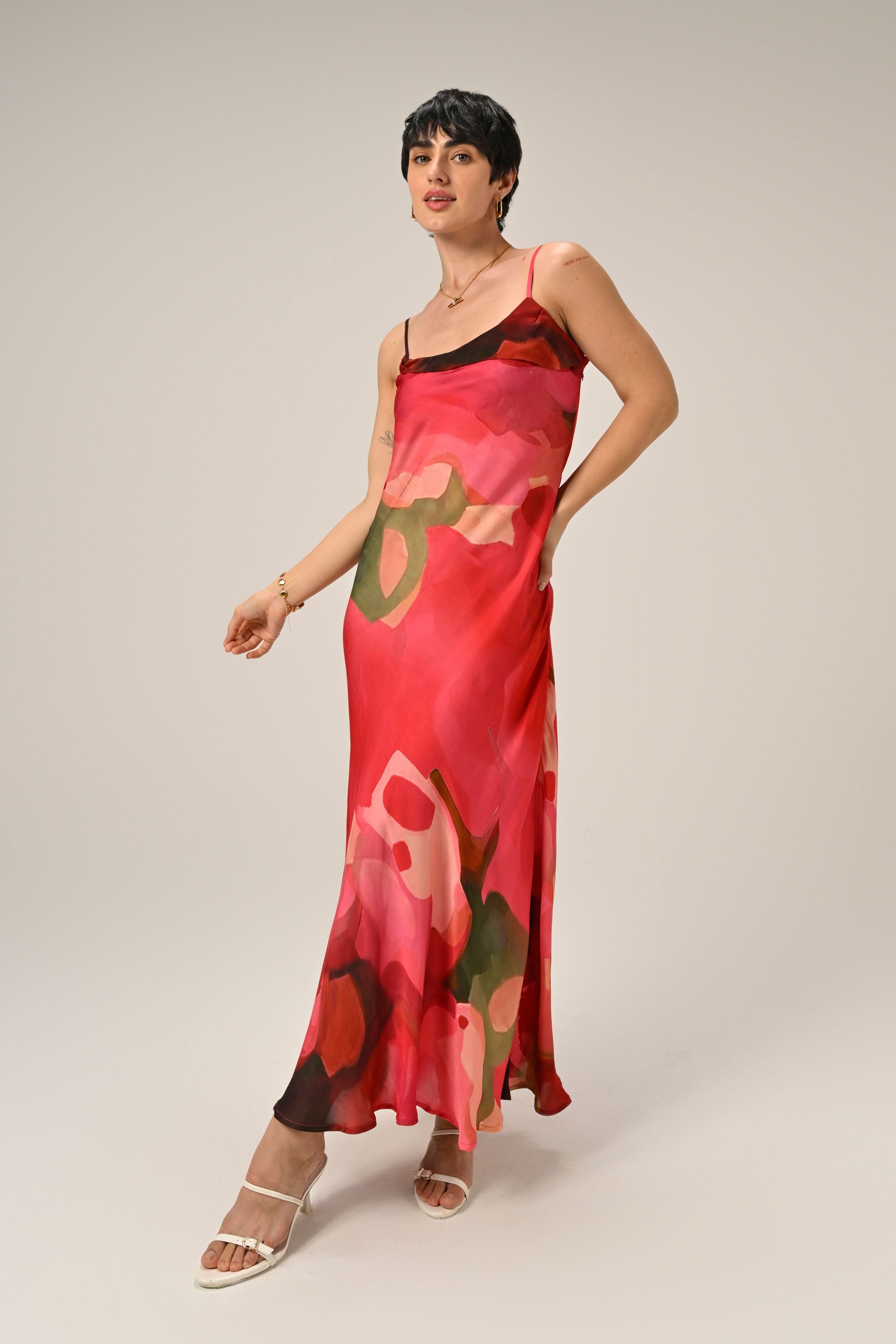 Scarlet Bloom Slip Dress