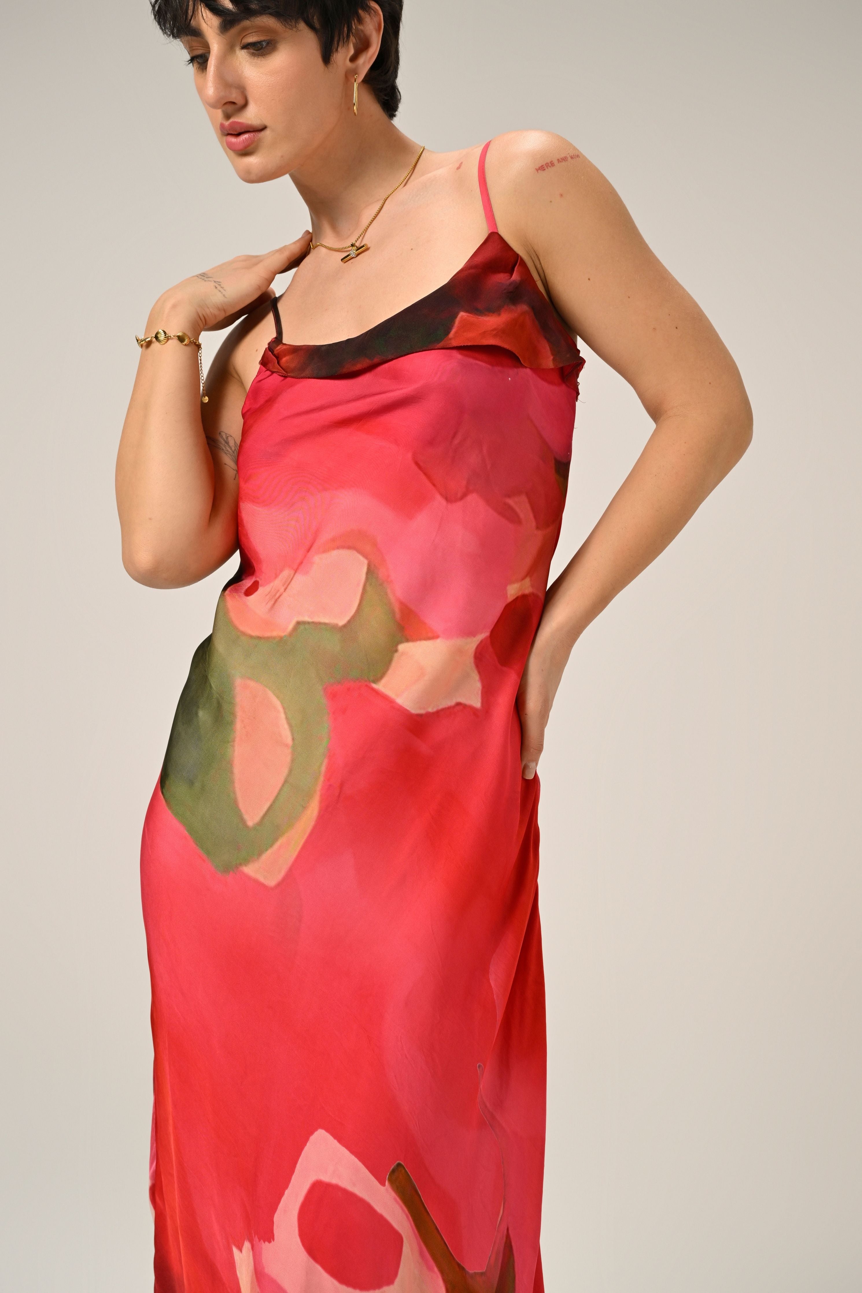 Scarlet Bloom Slip Dress