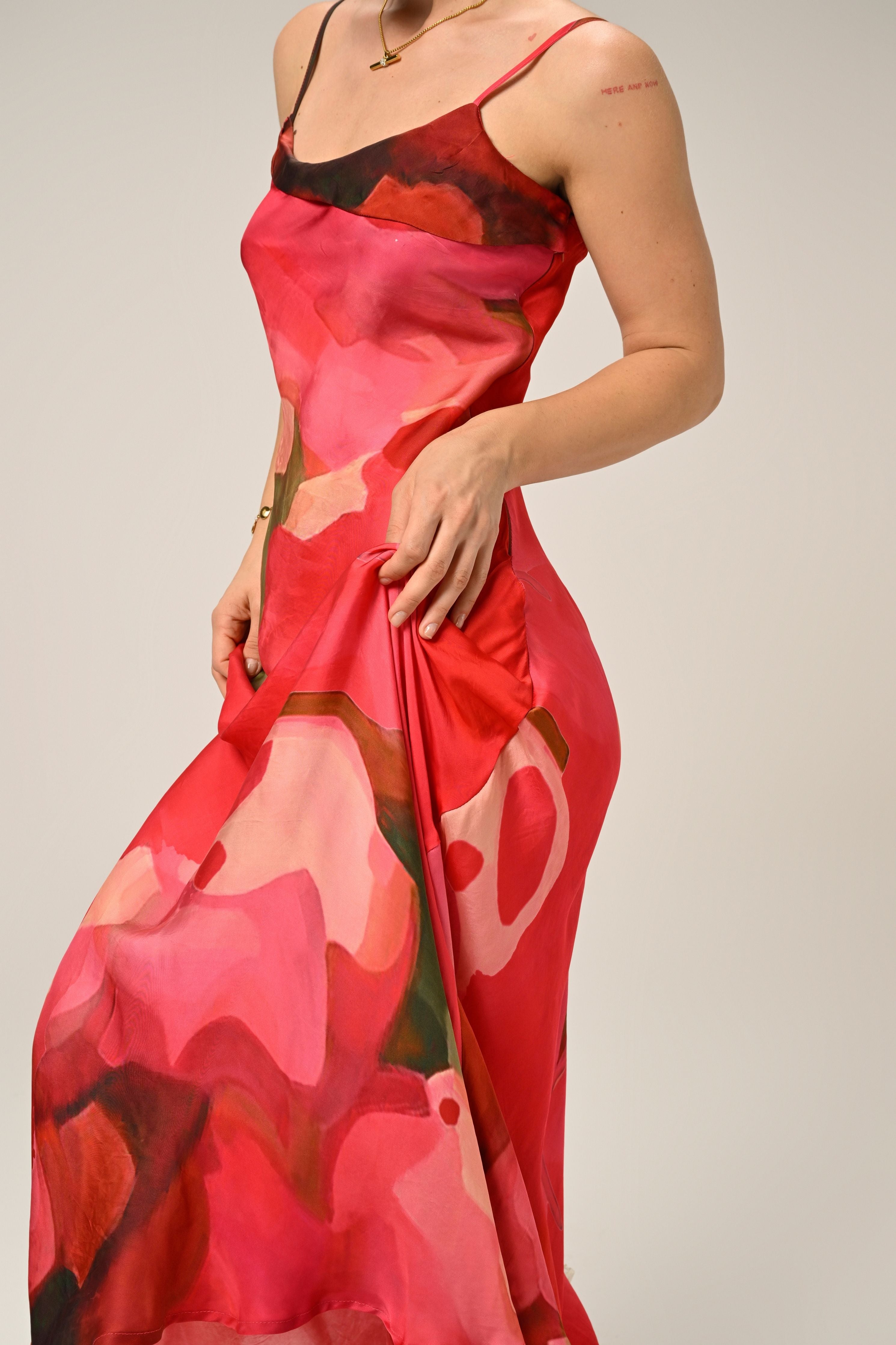 Scarlet Bloom Slip Dress