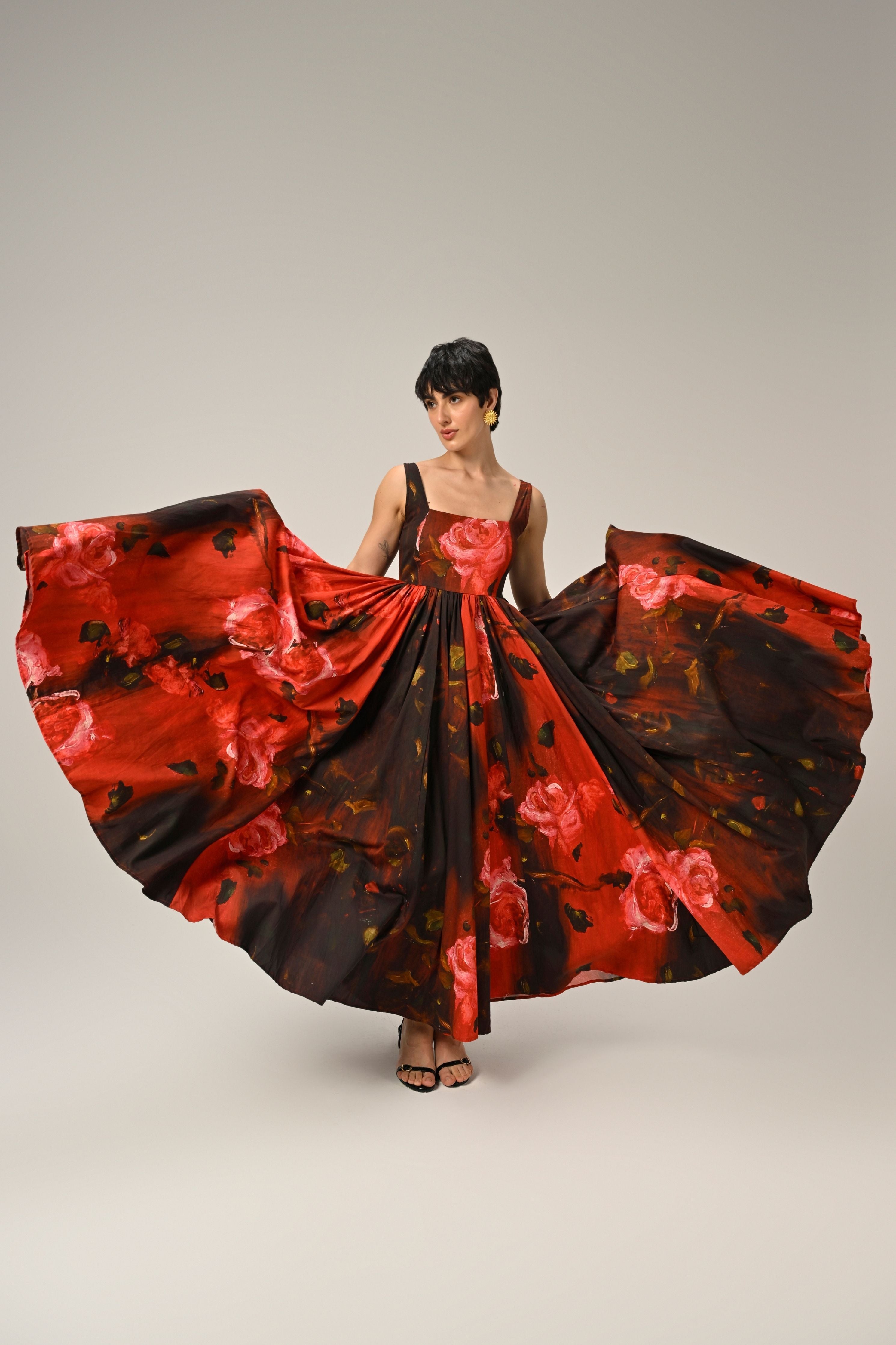 Crimson Bloom Maxi Dress